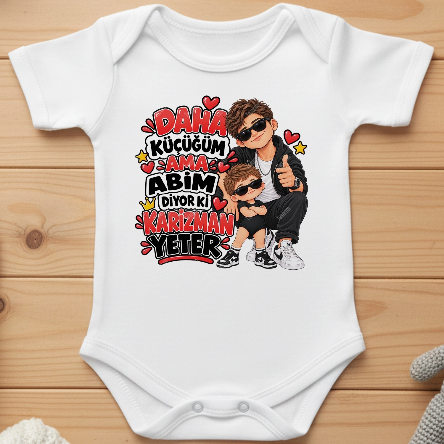 Daha Küçüğüm Ama Abim Diyor Ki Karizman Yeter - Bebek Body Zıbın