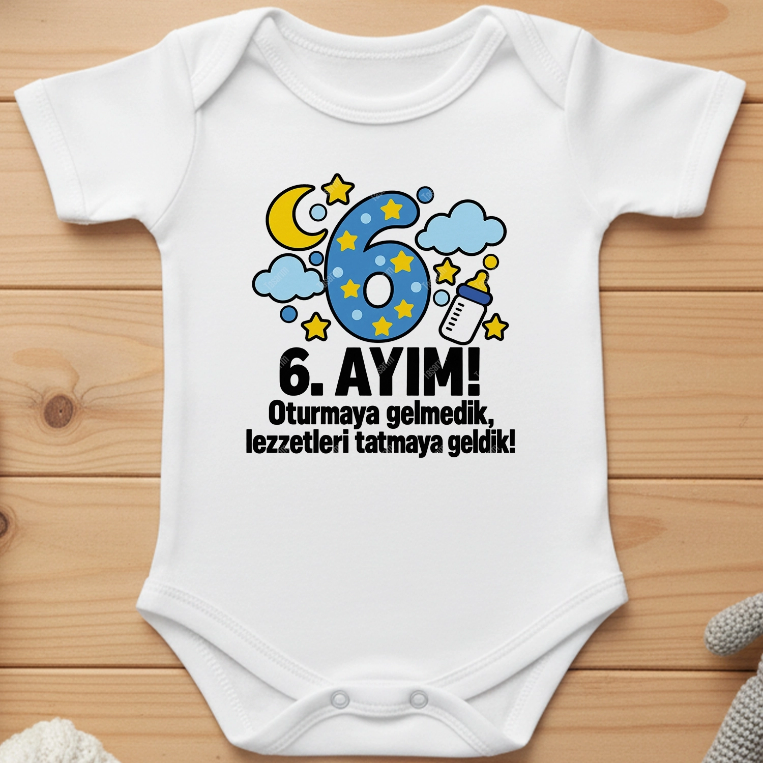 6. Aylık - Oturmaya Gelmedik Lezzetleri Tatmaya Geldik - Bebek Body Zıbın