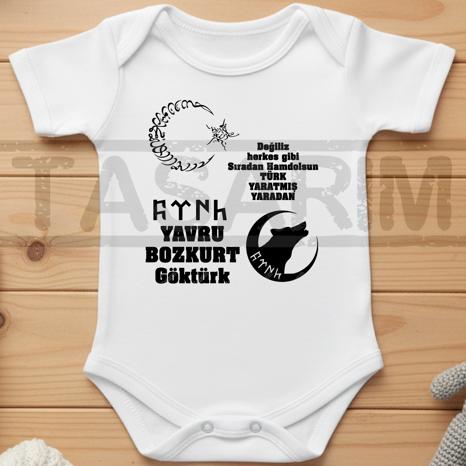 Yavru Bozkurt Göktürk - Bebek Body Zıbın