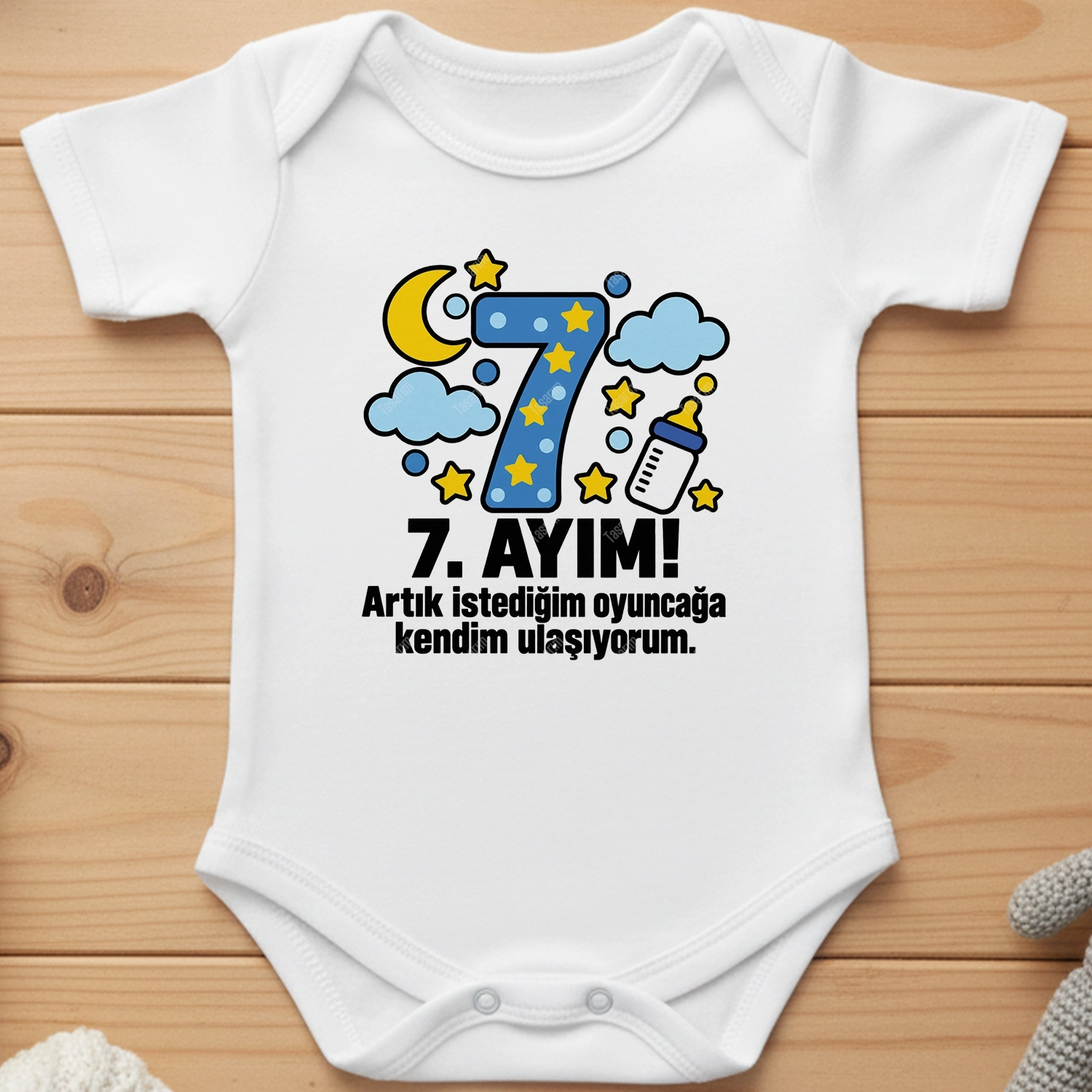 7. Aylık - Artık İstediğim Oyuncağa Kendim Ulaşıyorum - Bebek Body Zıbın