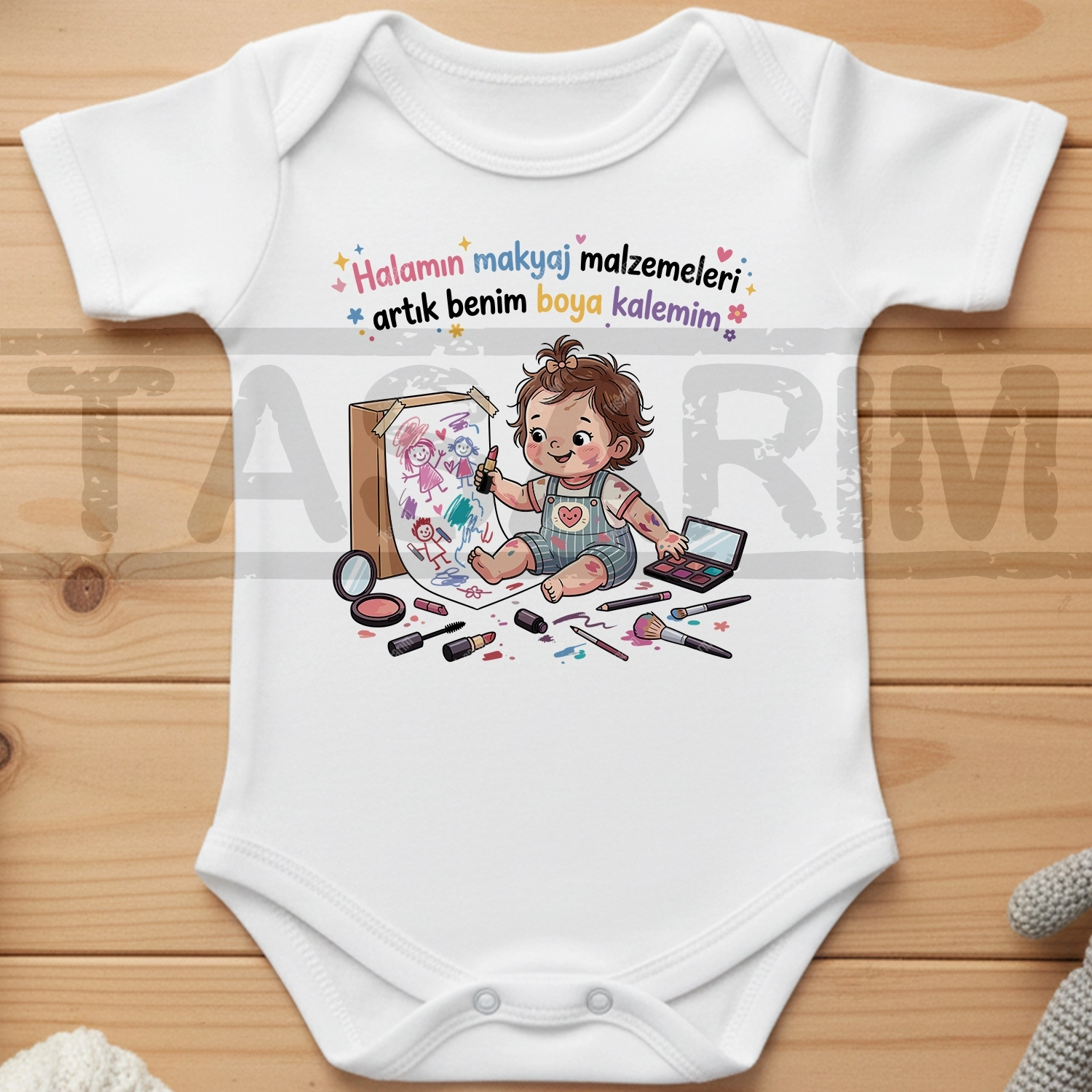 Halamın Makyaj Malzemeleri Artık Benim Boya Kalemim - Bebek Body Zıbın
