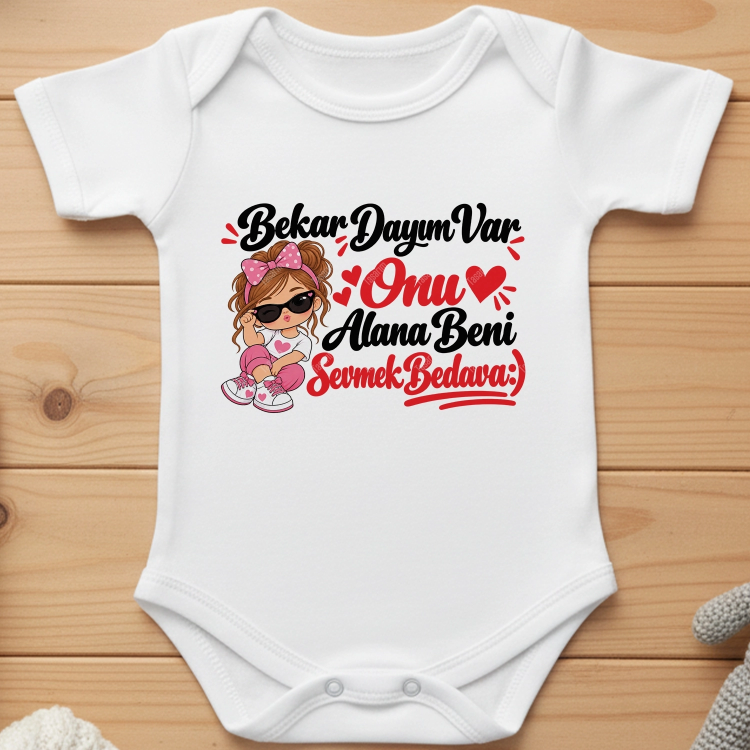 Bekar Dayım Var Onu Alana Beni Sevmek Bedava - Bebek Body Zıbın