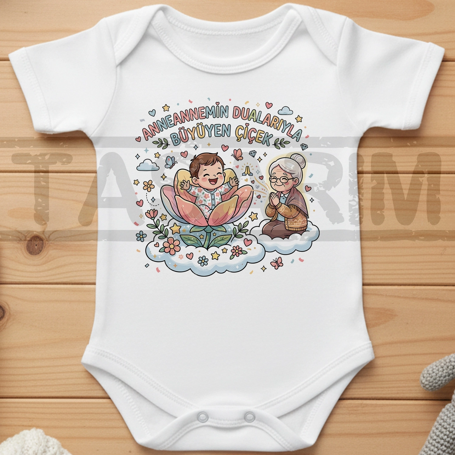 Anneannemin Dualarıyla Büyüyen Çiçek - Bebek Body Zıbın