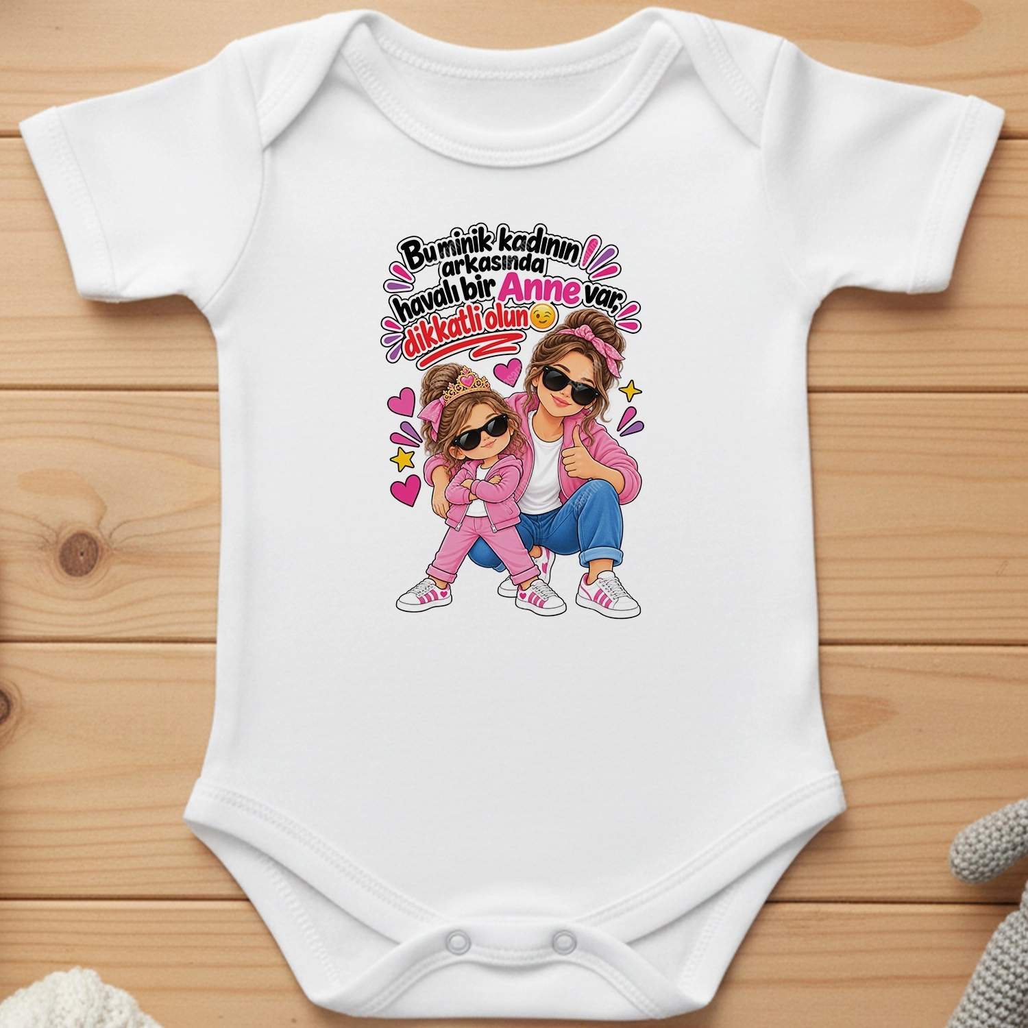 Bu Minik Kadının Arkasında Havalı Bir Anne Var Dikkatli Olun - Bebek Body Zıbın