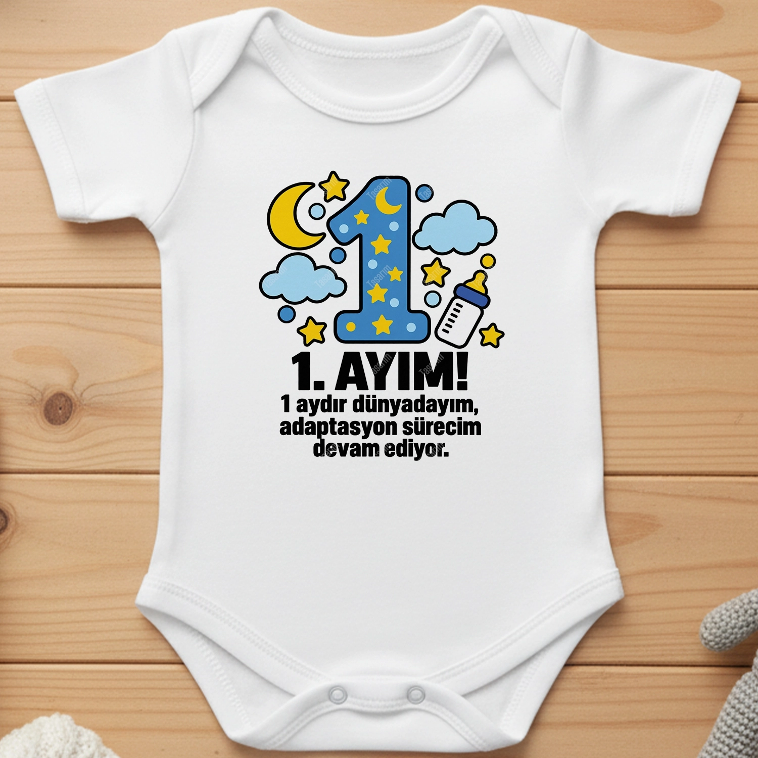 1. Aylık - 1 Aydır Dünyadayım, Adaptasyon Sürecim Devam Ediyor - Bebek Body Zıbın