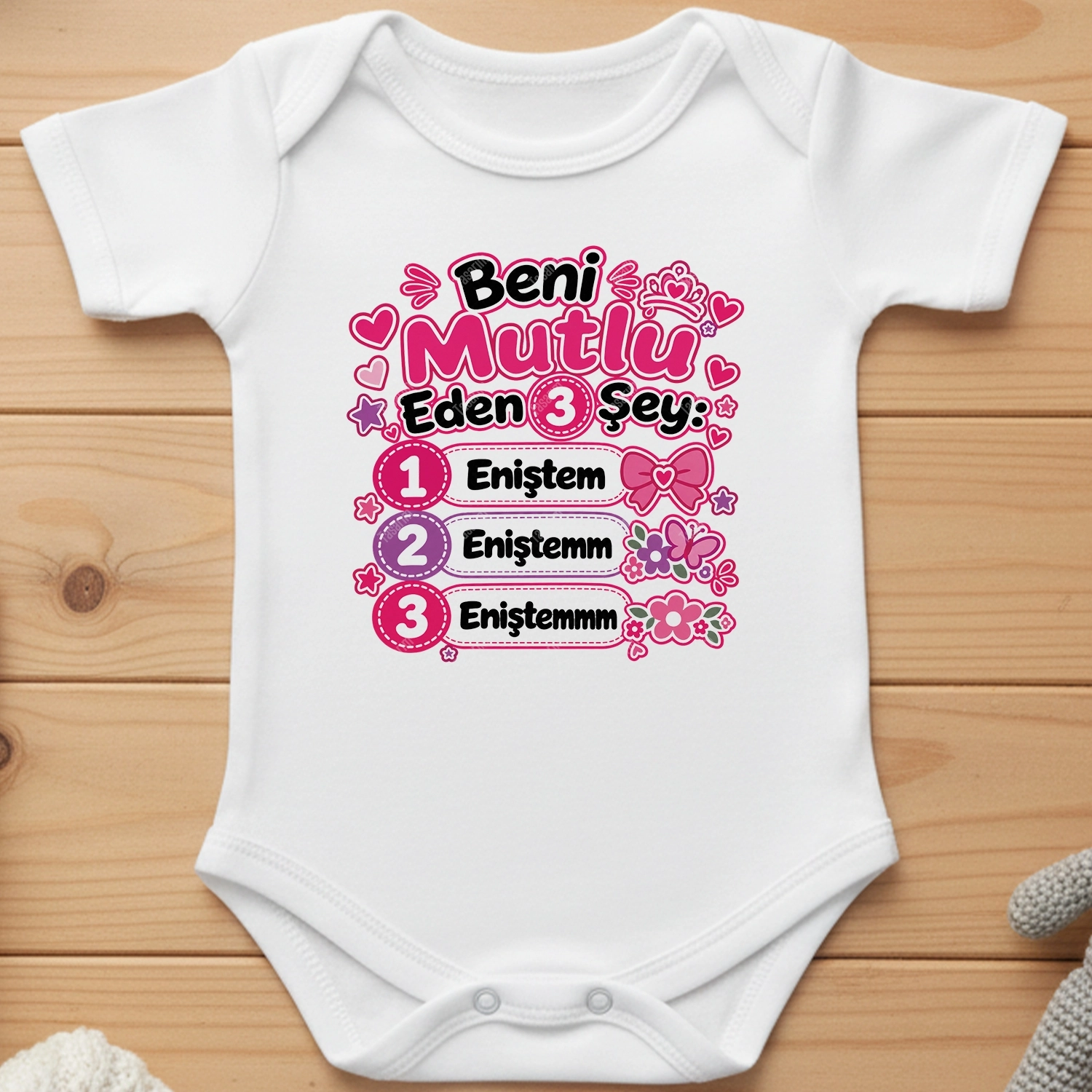 Beni Mutlu Eden 3 Şey Eniştem - Bebek Body Zıbın