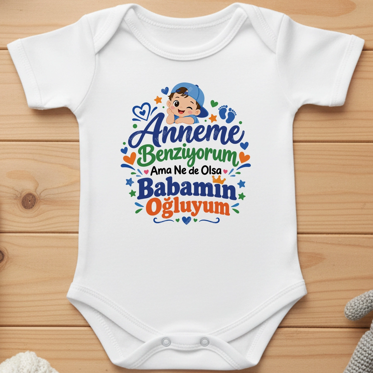 Anneme Benziyorum Ama Ne De Olsa Babamın Oğluyum - Bebek Body Zıbın