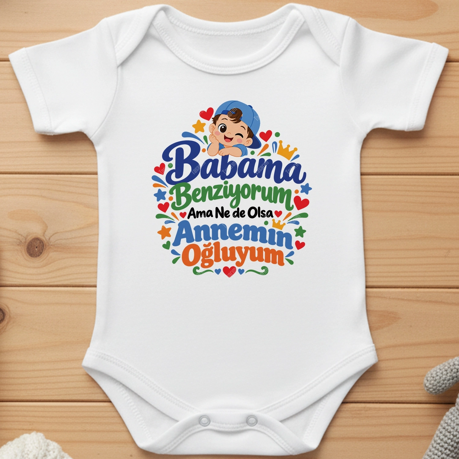 Babama Benziyorum Ama Ne De Olsa Annemin Oğluyum - Bebek Body Zıbın
