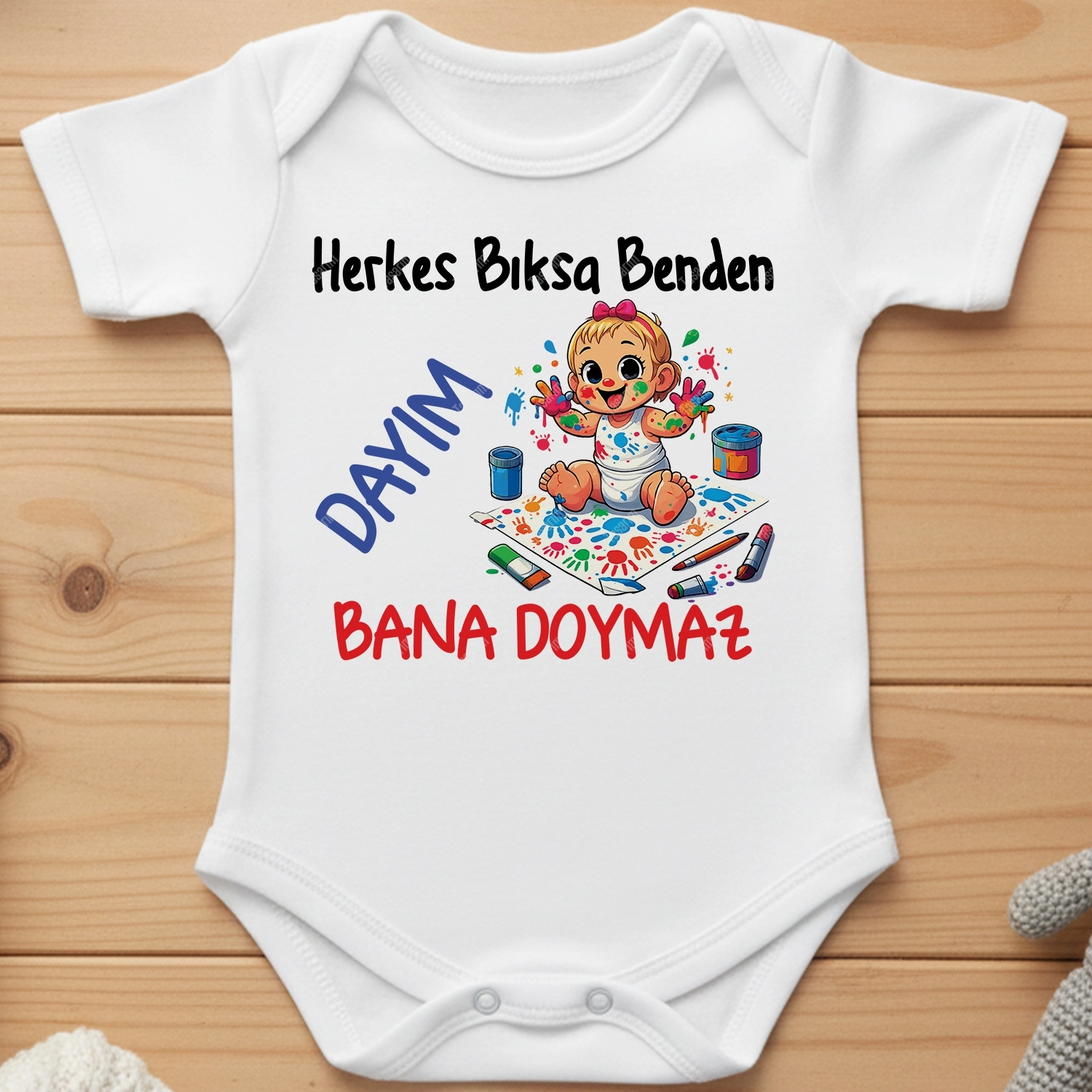 Herkes Bıksa Benden Dayım Bana Doymaz - Bebek Body Zıbın