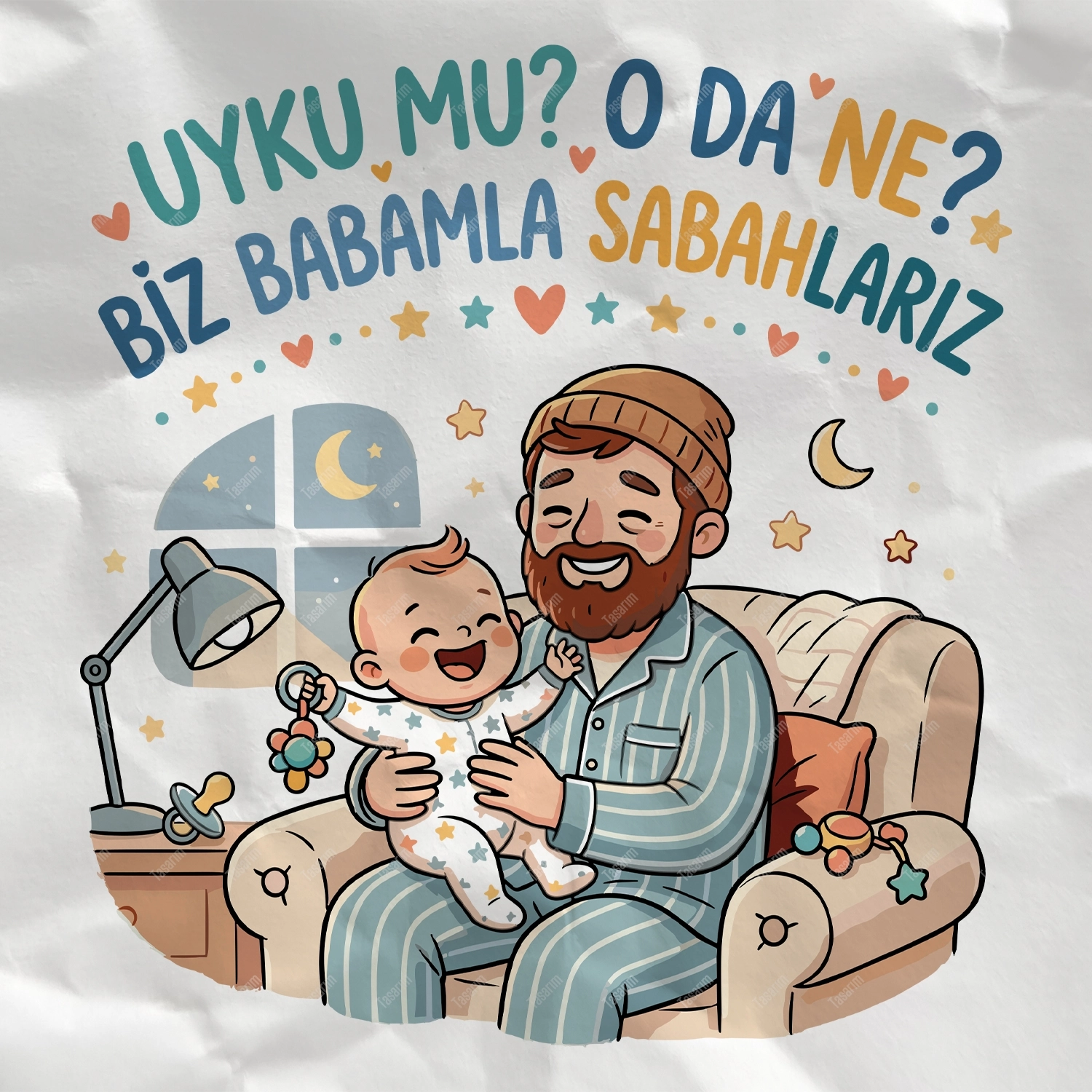 Uyku Mu ? O Da Ne ? Biz Babamla Sabahlarız - Bebek Body Zıbın