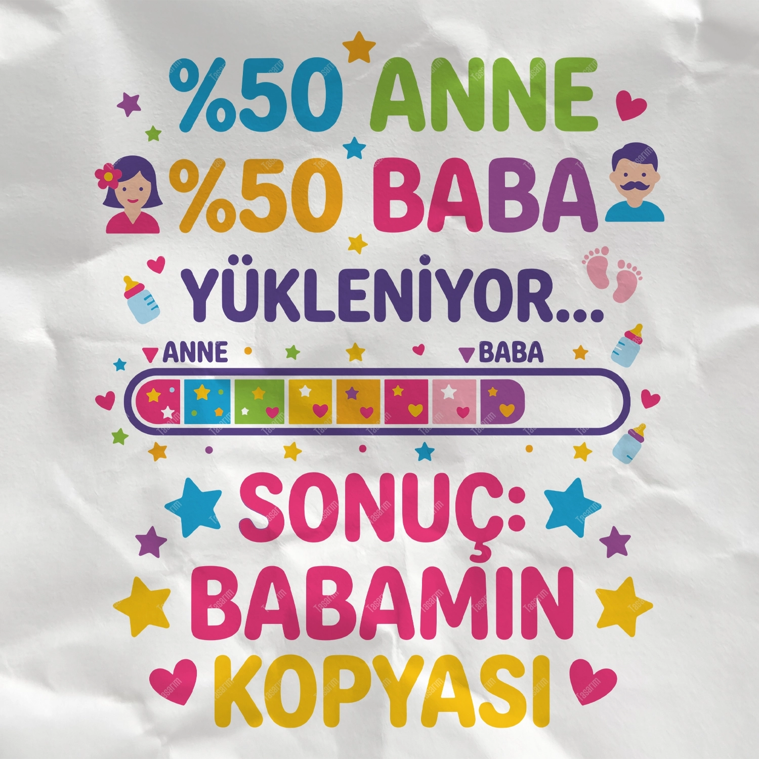 %50 Anne %50 Baba Yükleniyor Sonuç Babamın Kopyası - Bebek Body Zıbın