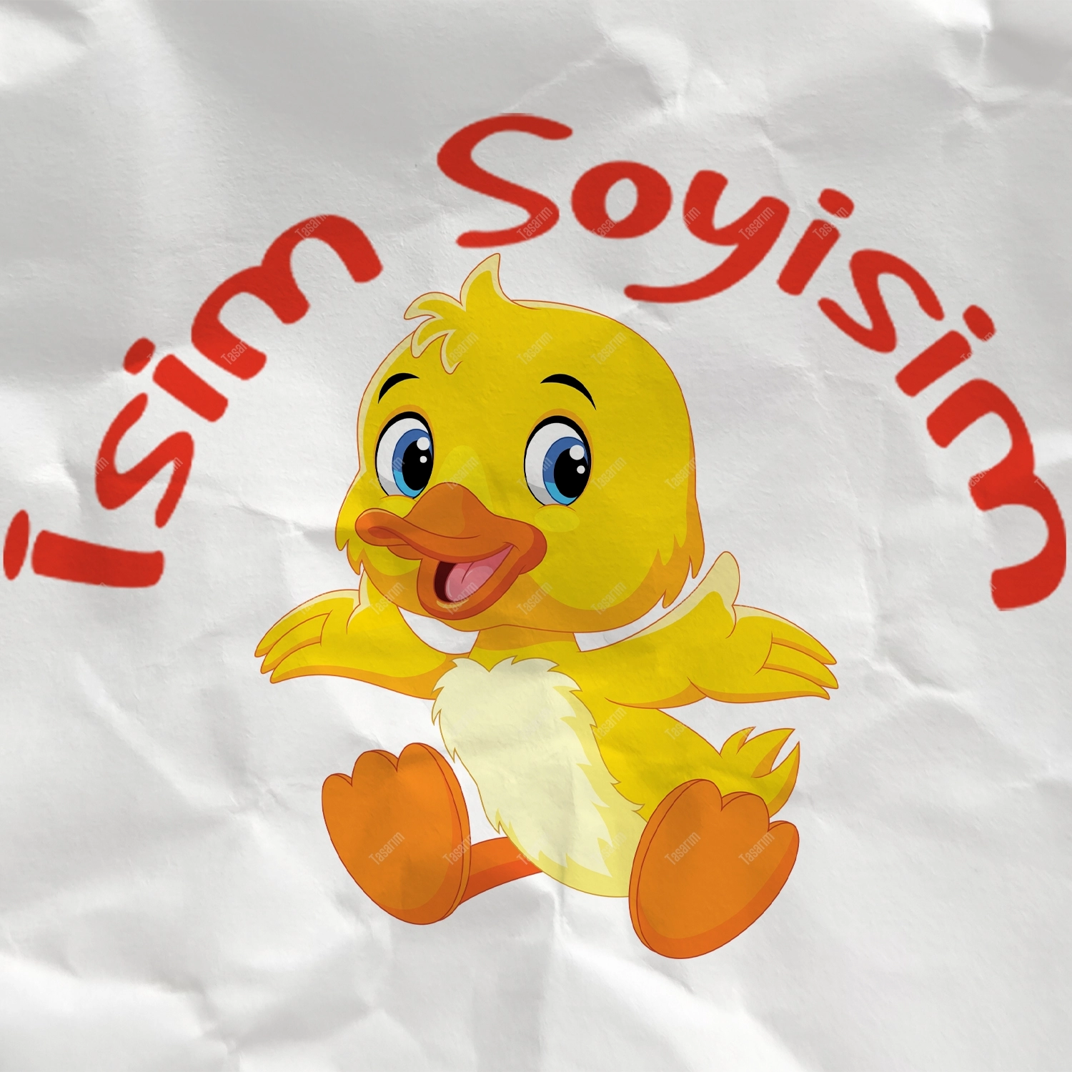 Ördek Yavrusu Görseli ile İsim Soyisim - Bebek Body Zıbın