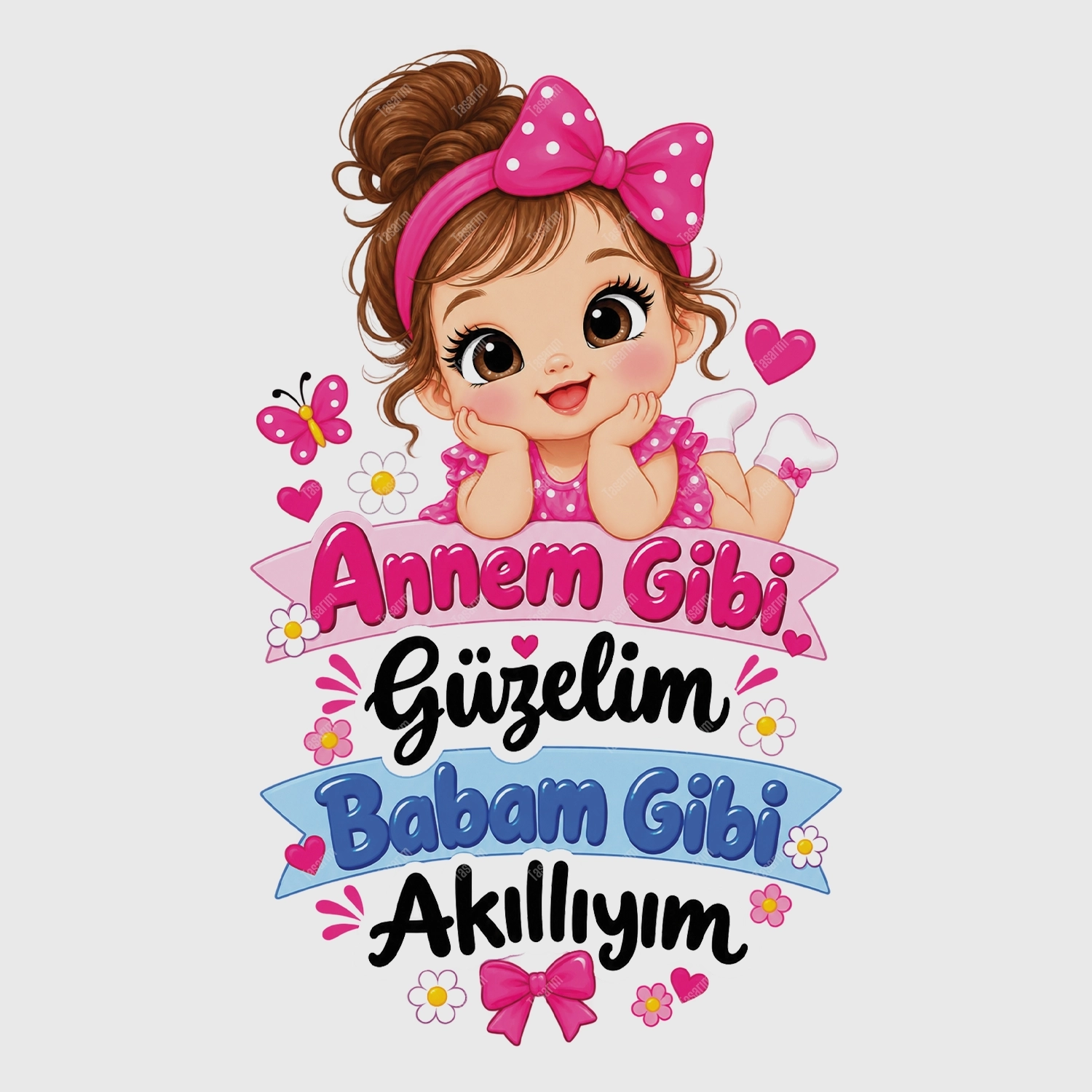 Annem Gibi Güzelim Babam Gibi Akıllıyım - Bebek Body Zıbın