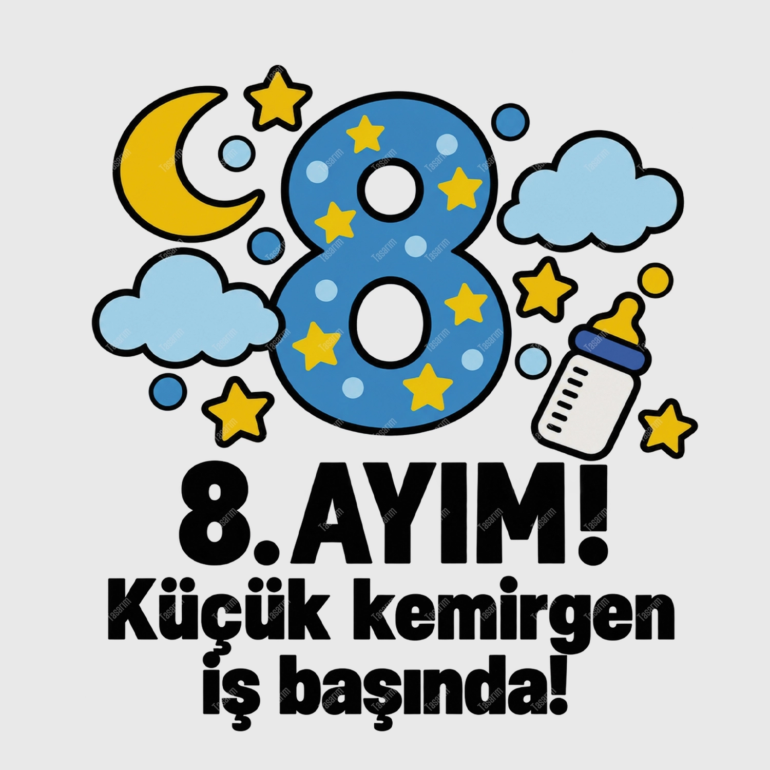 8. Aylık - Küçük Kemirgen İş Başında - Bebek Body Zıbın