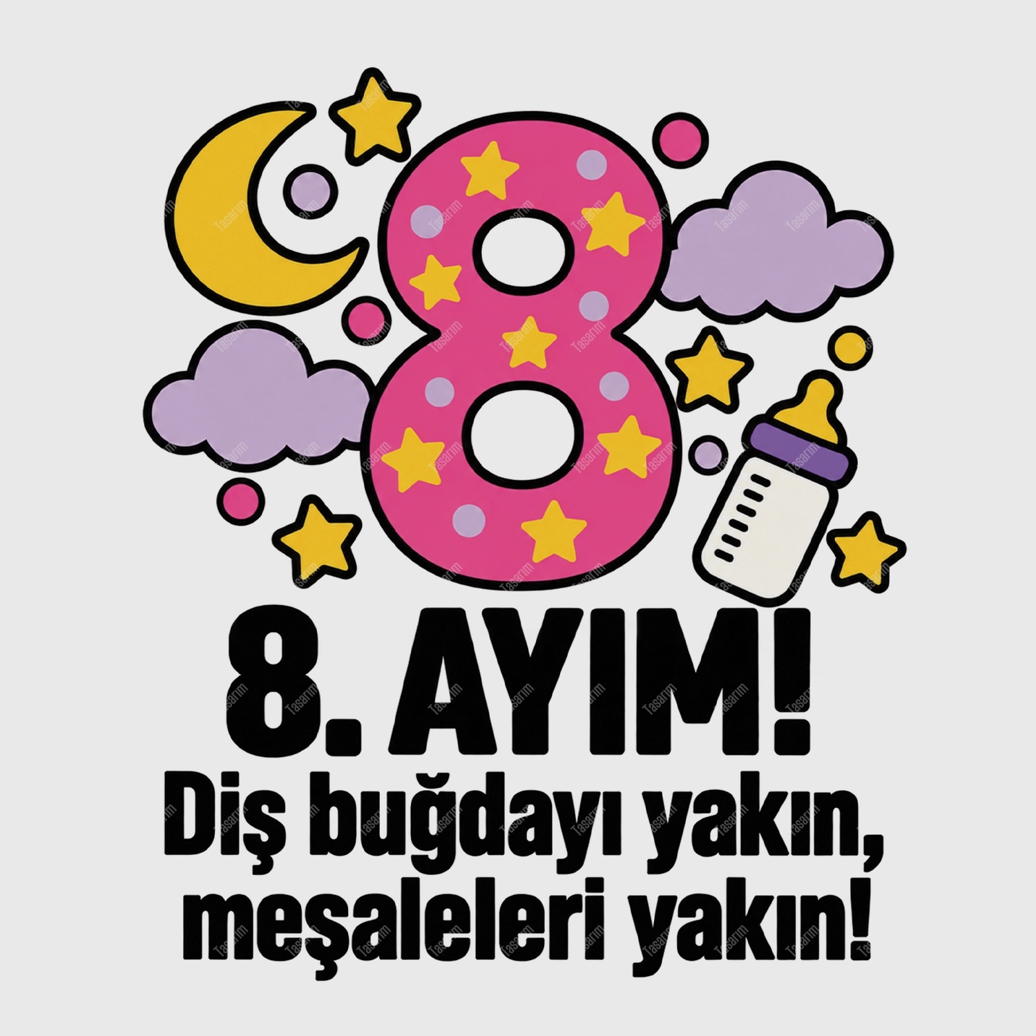8. Aylık - Diş Buğdayı Yakın Meşaleleri Yakın - Bebek Body Zıbın