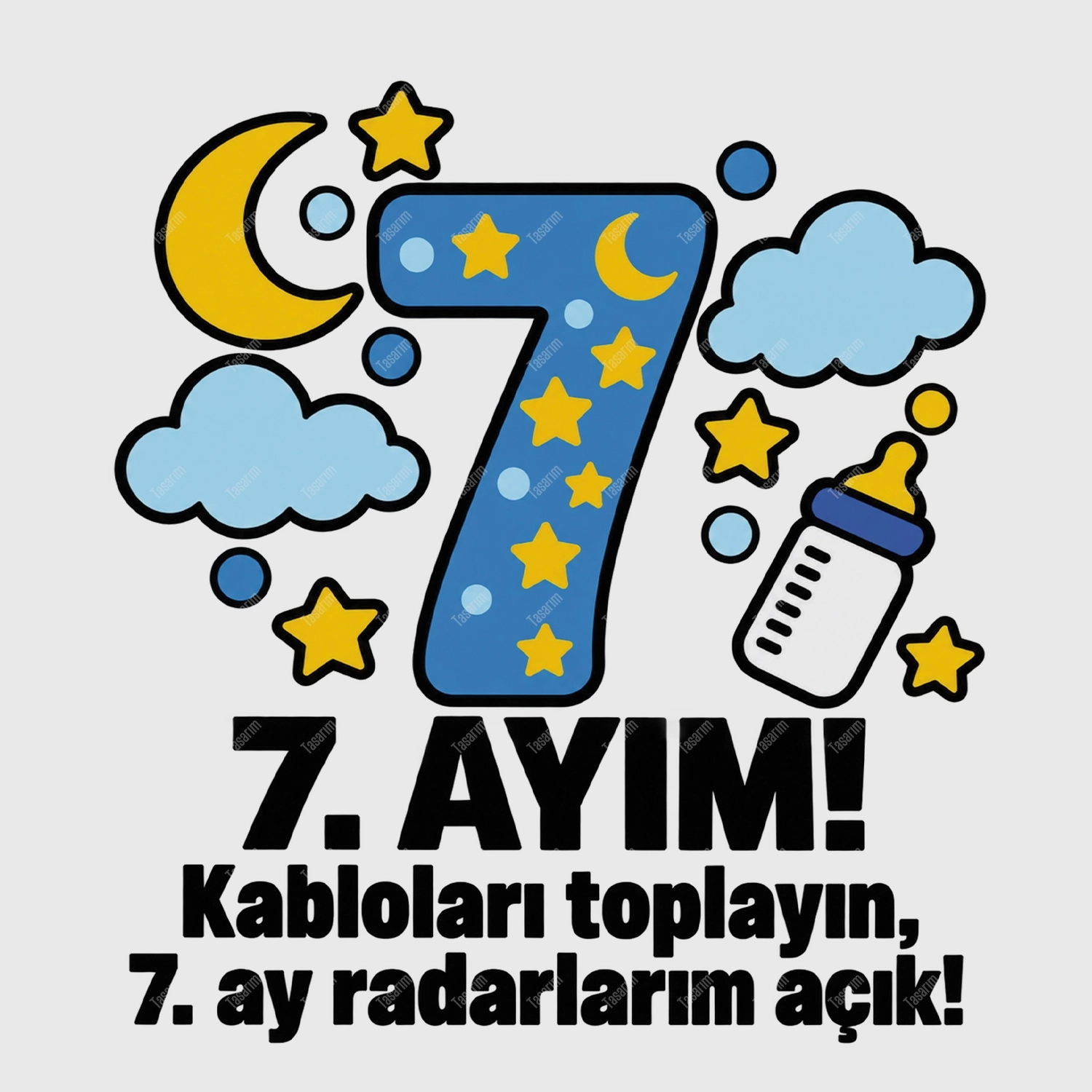 7. Aylık - Kabloları Toplayın 7. Ay Radarlarım Açık - Bebek Body Zıbın