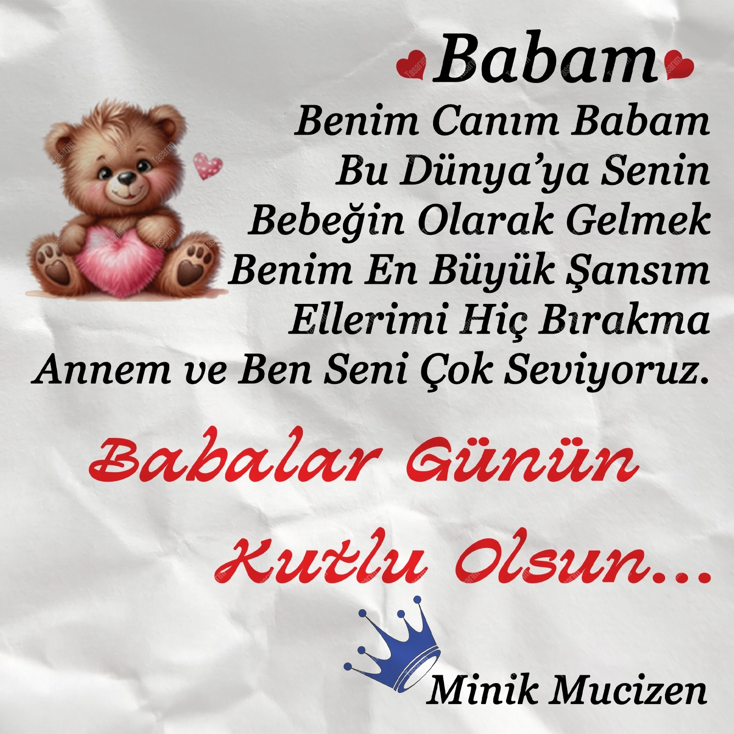 Babalar Günün Kutlu Olsun Minik Mucizen - Bebek Body Zıbın