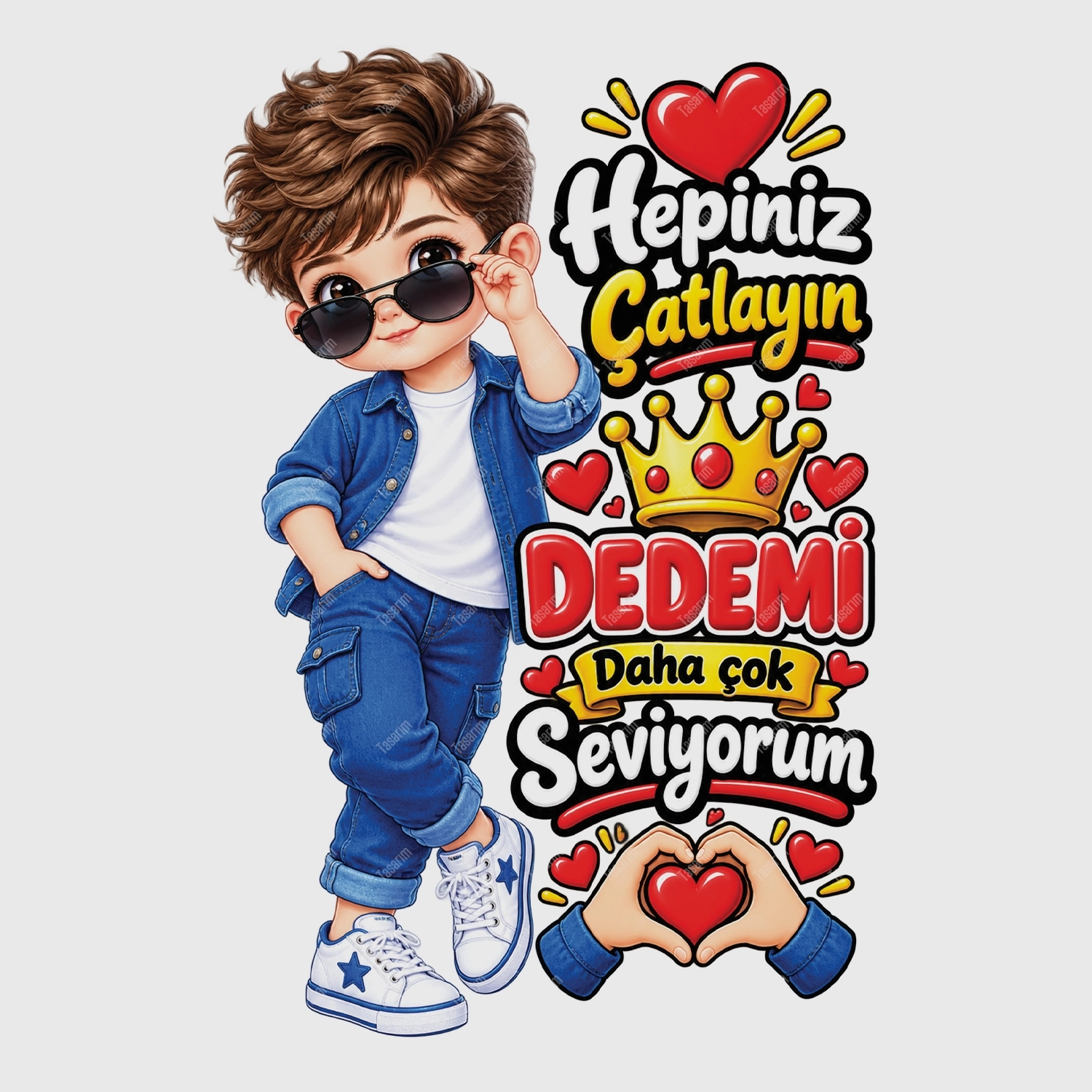 Hepiniz Çatlayın Dedemi Daha Çok Seviyorum - Bebek Body Zıbın