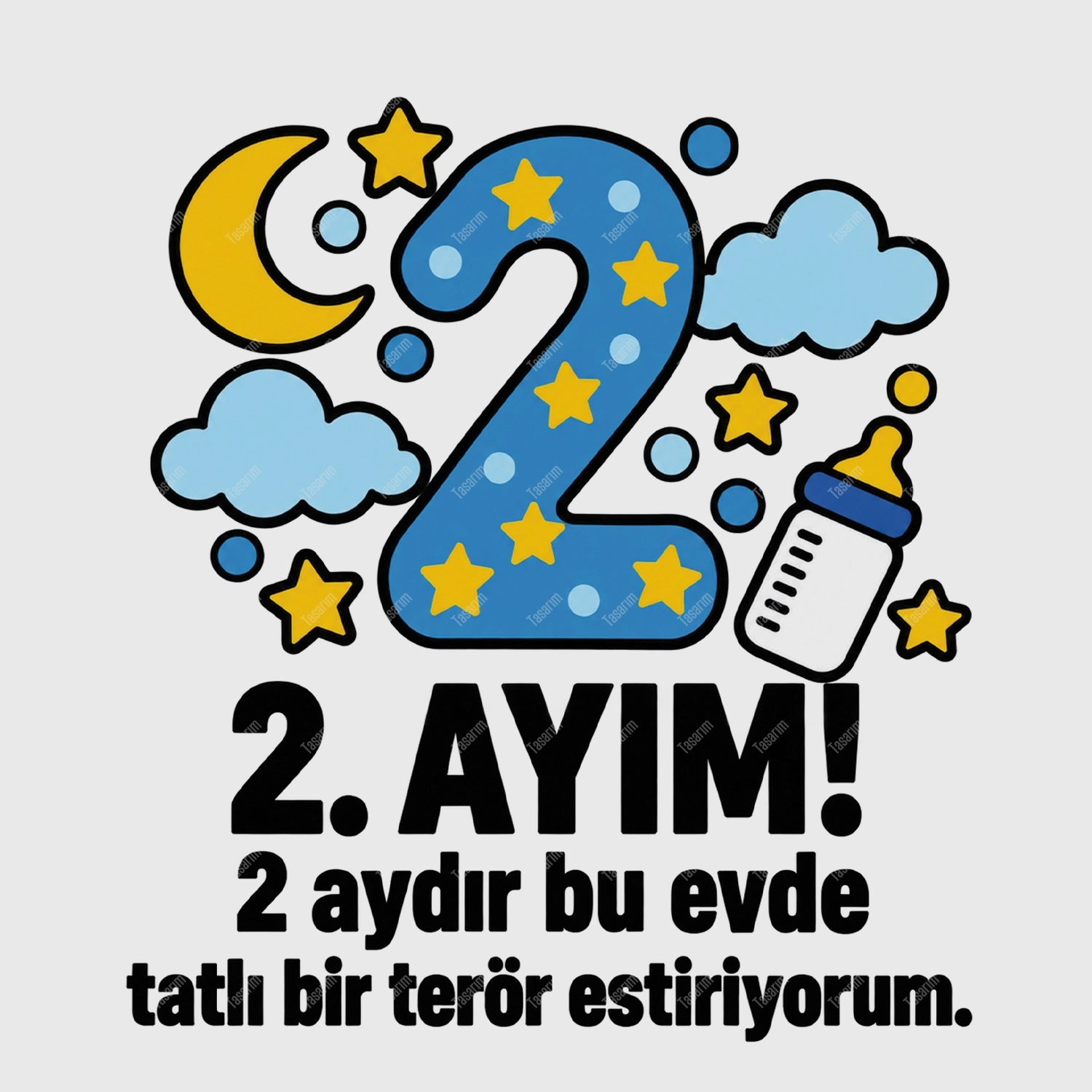 2. Aylık - 2 Aydır Bu Evde Tatlı Bir Terör Estiriyorum - Bebek Body Zıbın