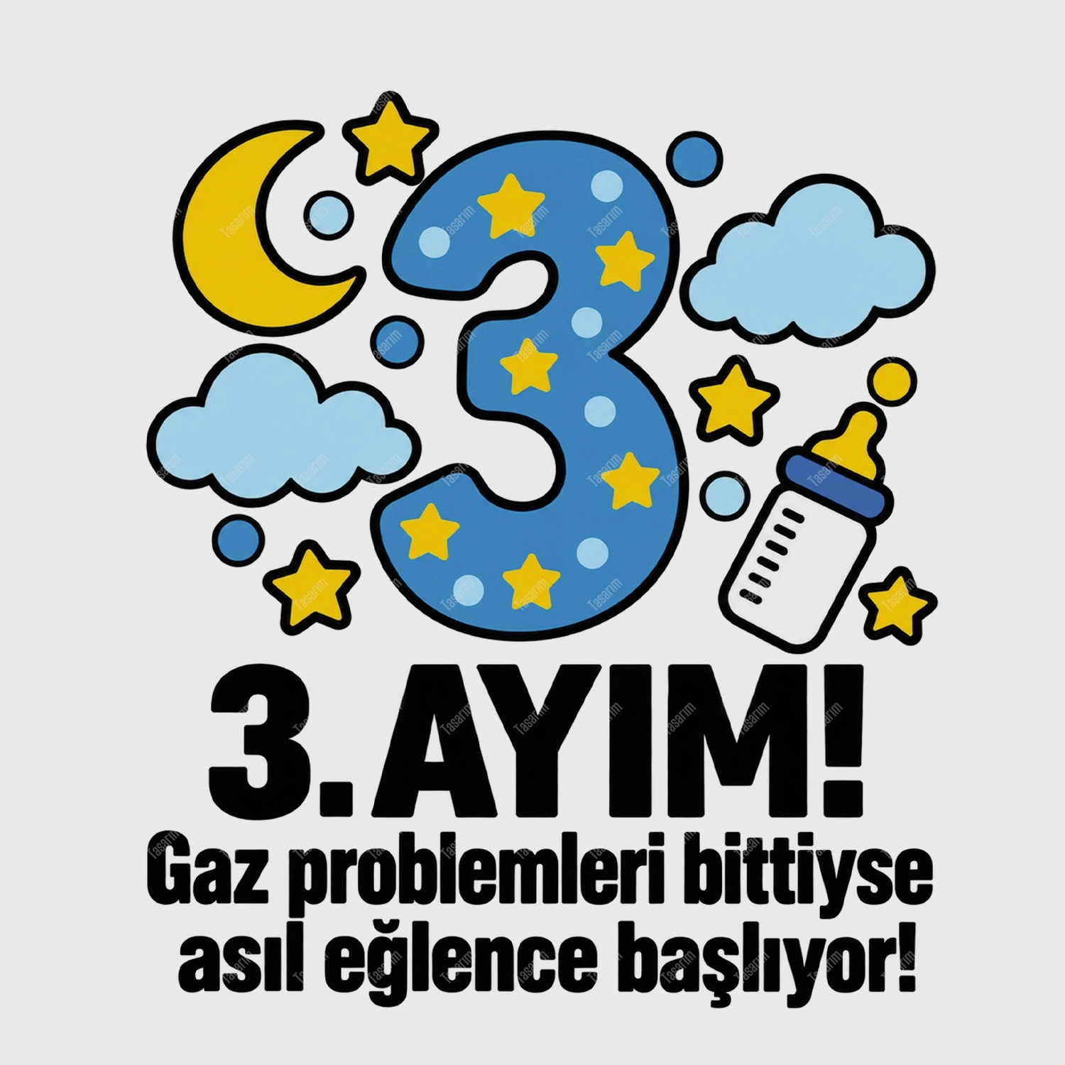 3. Aylık - Gaz Problemleri Bittiyse Asıl Eğlence Başlıyor - Bebek Body Zıbın