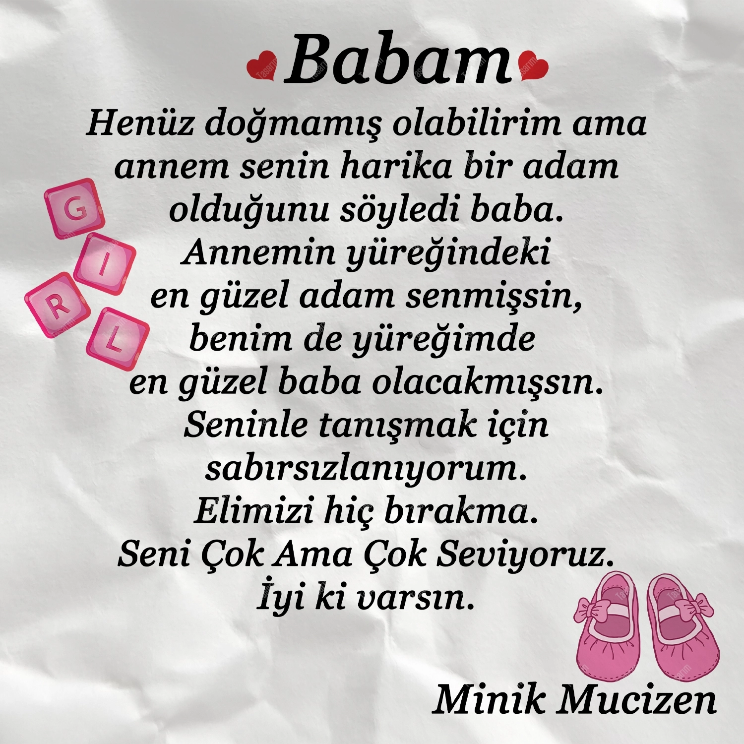 Babalar Günün Kutlu Olsun Minik Mucizen - Bebek Body Zıbın