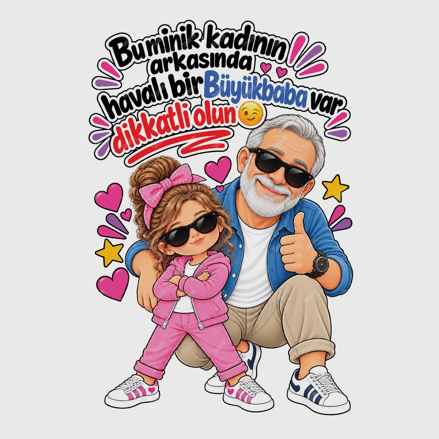 Bu Minik Kadının Arkasında Havalı Bir Büyükbaba Var Dikkatli Olun - Bebek Body Zıbın