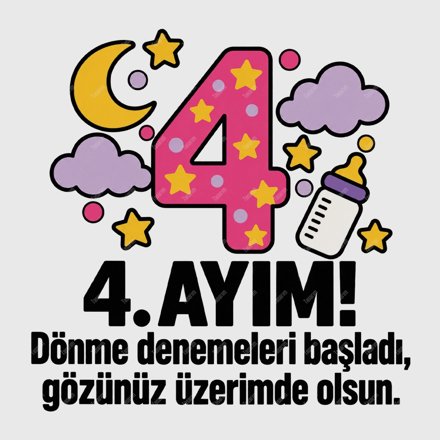 4. Aylık - Dönme Denemeleri Başladı Gözünüz Üzerimde Olsun - Bebek Body Zıbın