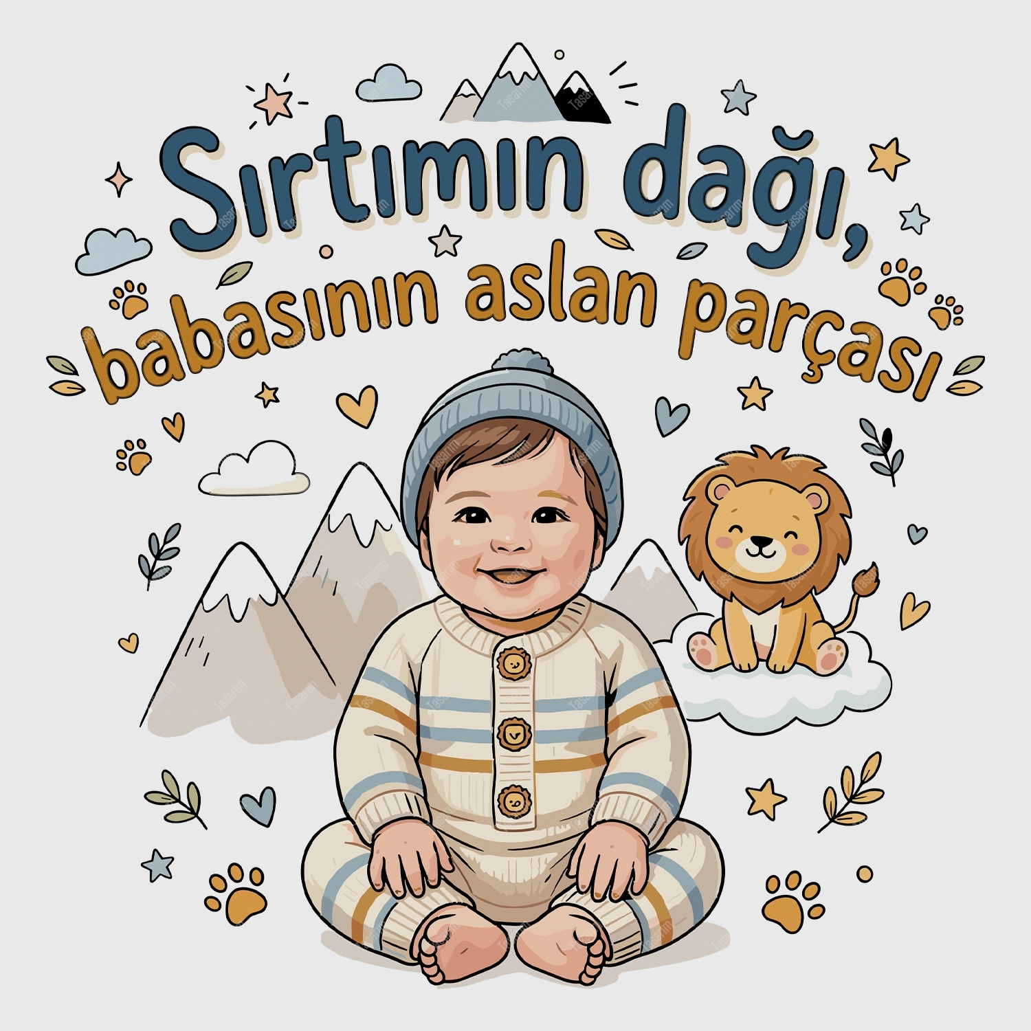 Sırtımın Dağı Babasının Aslan Parçası - Bebek Body Zıbın