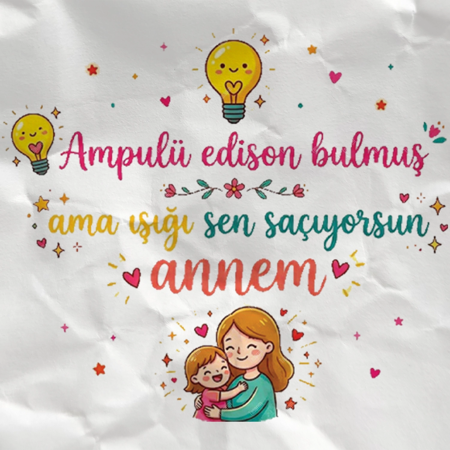 Ampulü Edison Bulmuş Ama Işığı Sen Saçıyorsun Annem - Bebek Body Zıbın