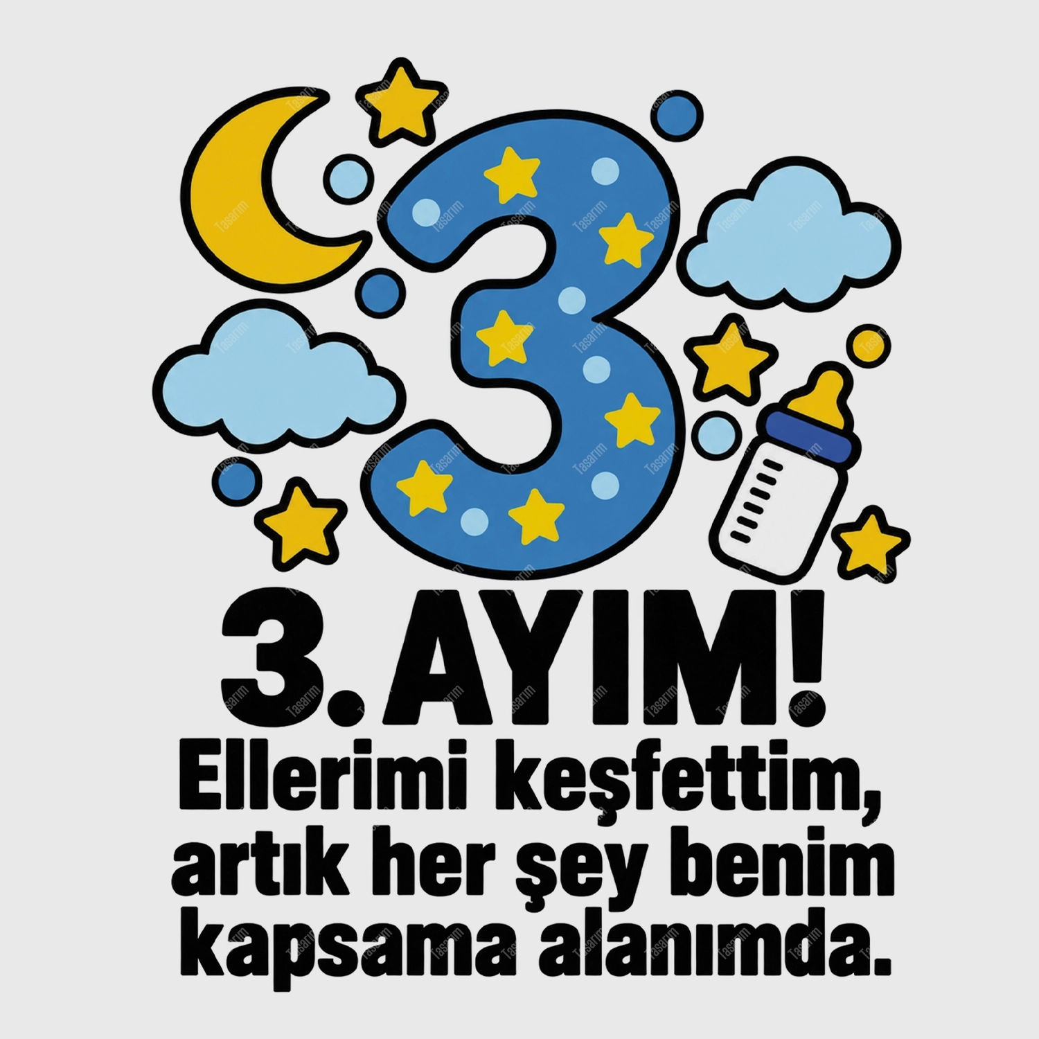 3. Aylık - Ellerimi Keşfettim Artık Her Şey Benim Kapsama Alanımda - Bebek Body Zıbın