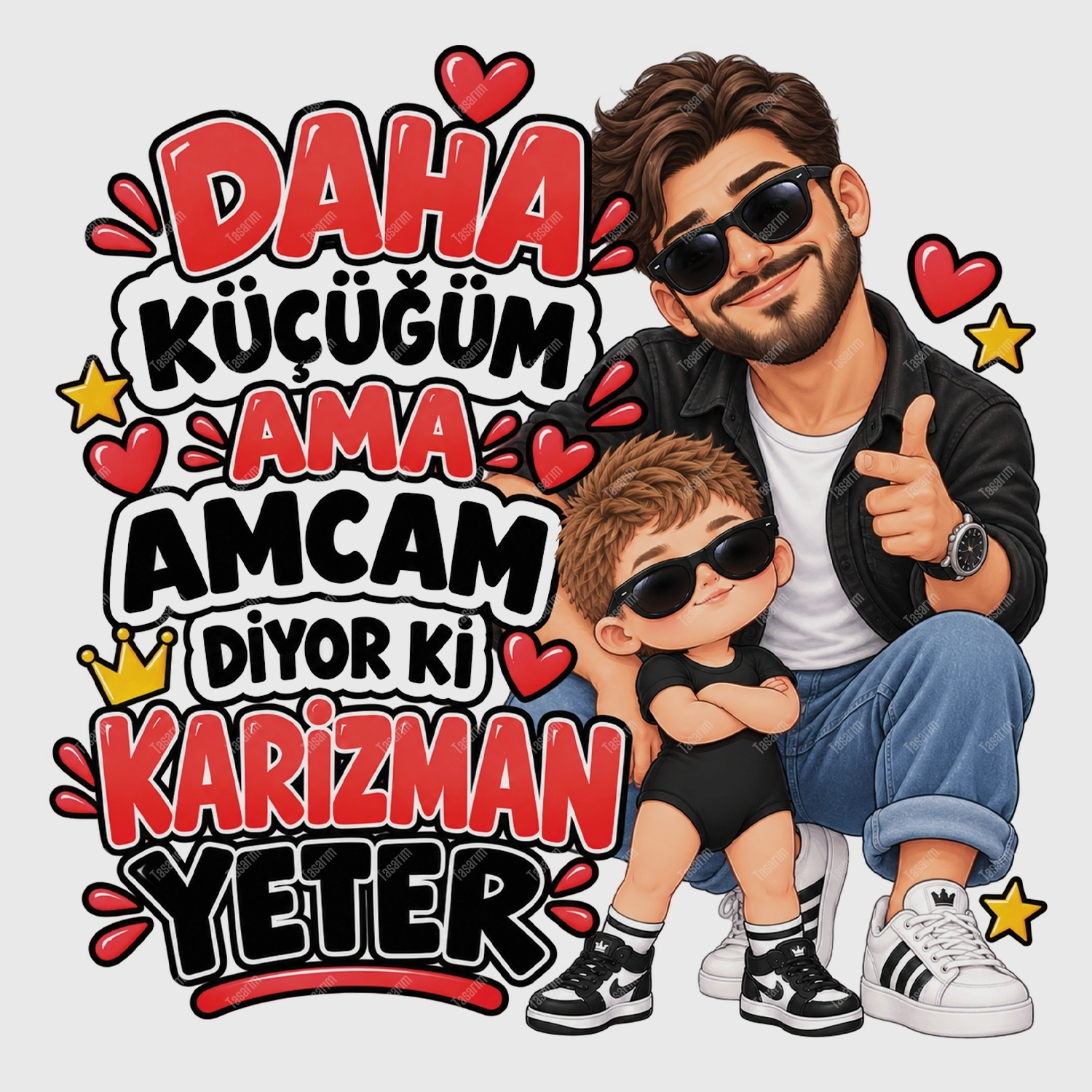 Daha Küçüğüm Ama Amcam Diyor Ki Karizman Yeter - Bebek Body Zıbın