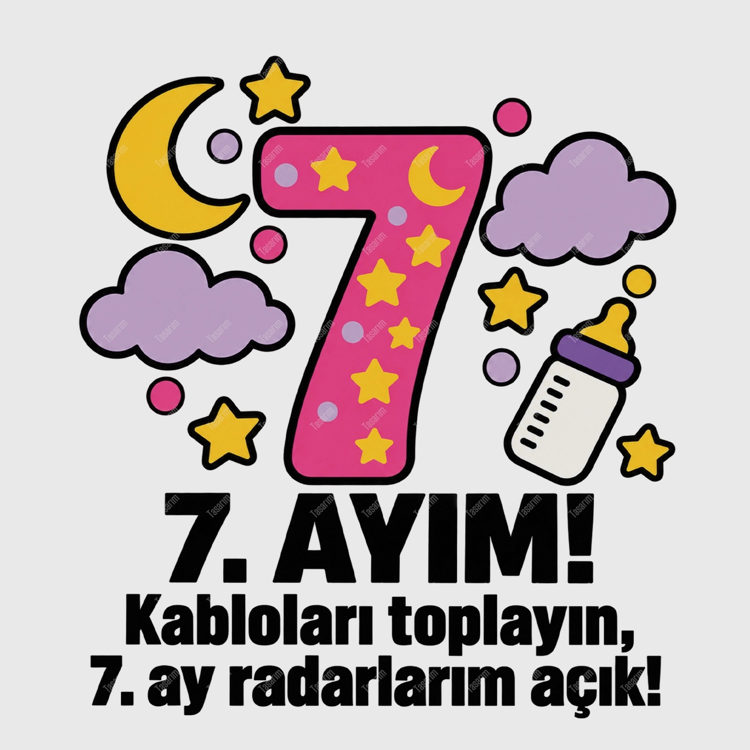 7. Aylık - Kabloları Toplayın 7. Ay Radarlarım Açık - Bebek Body Zıbın