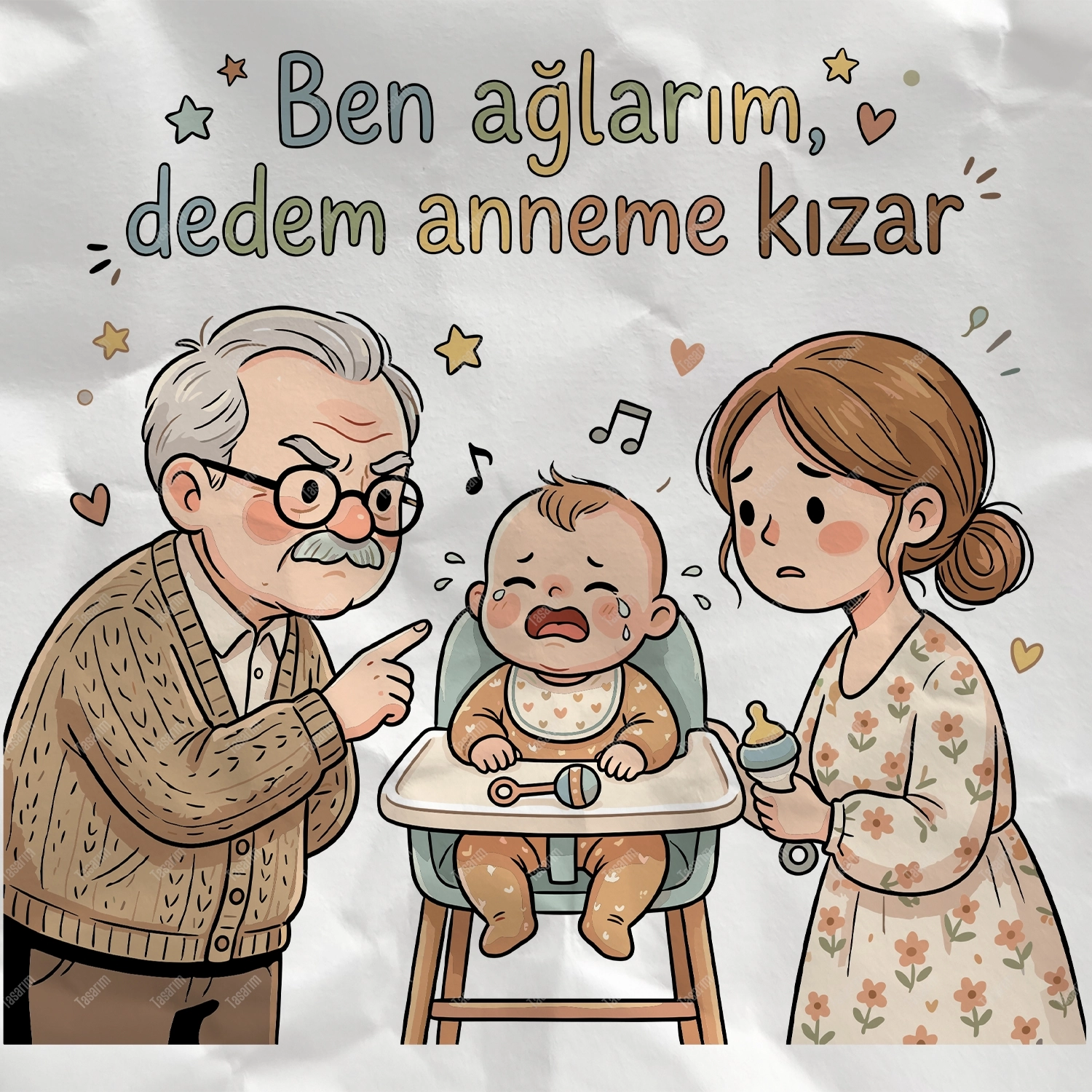 Ben Ağlarım Dedem Anneme Kızar - Bebek Body Zıbın
