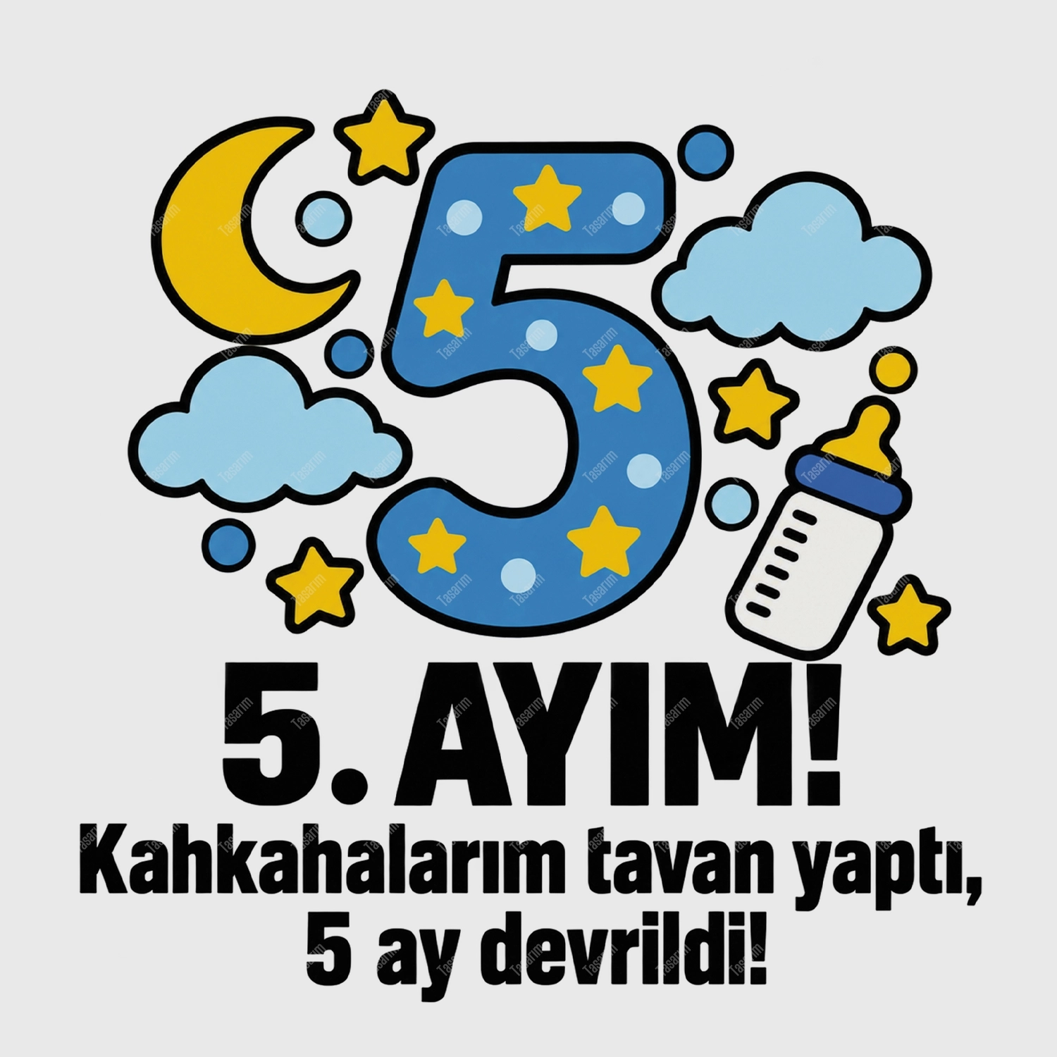 5. Aylık - Kahkahalarım Tavan Yaptı 5 Ay Devrildi - Bebek Body Zıbın