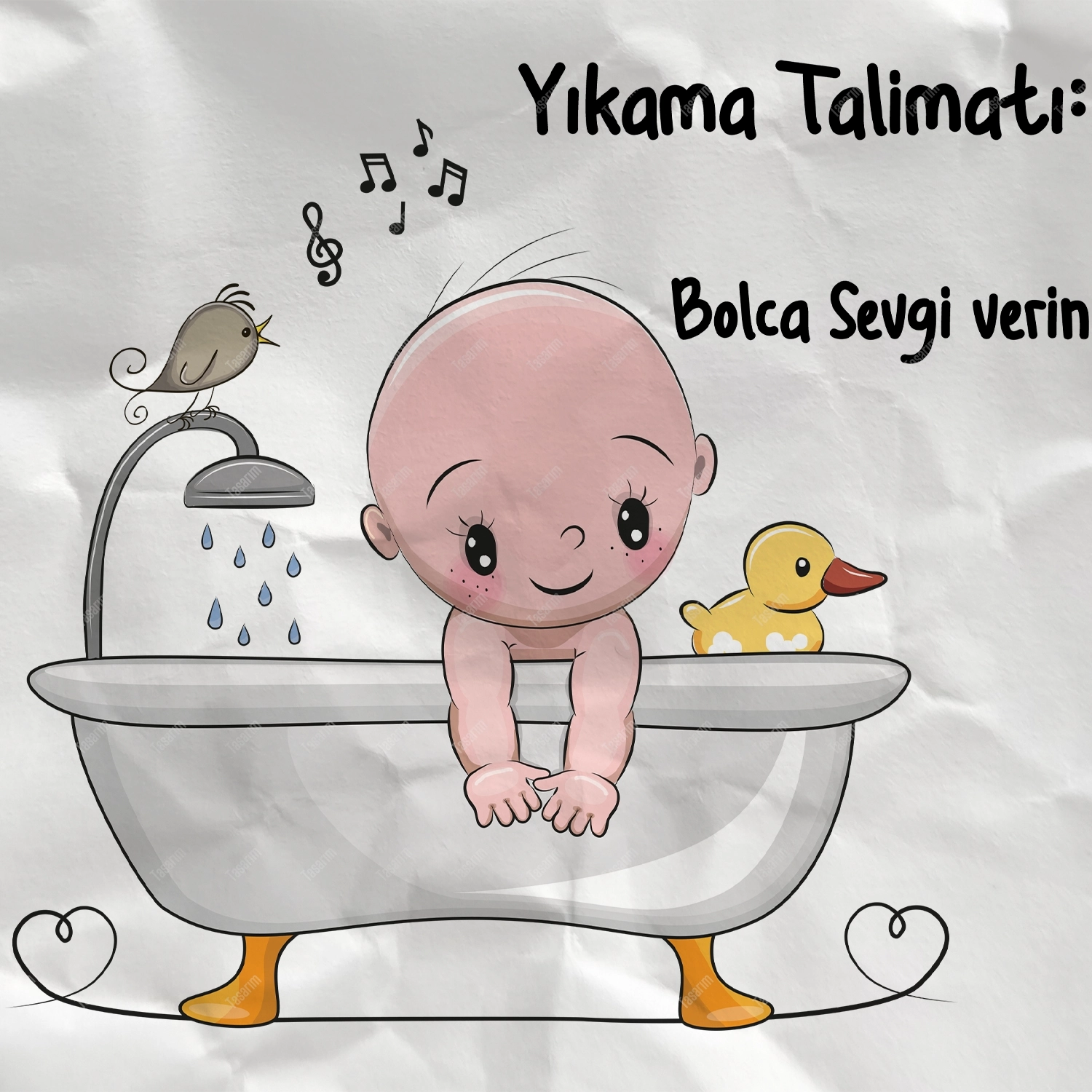 Yıkama Talimatı Bolca Sevgi Verin - Bebek Body Zıbın