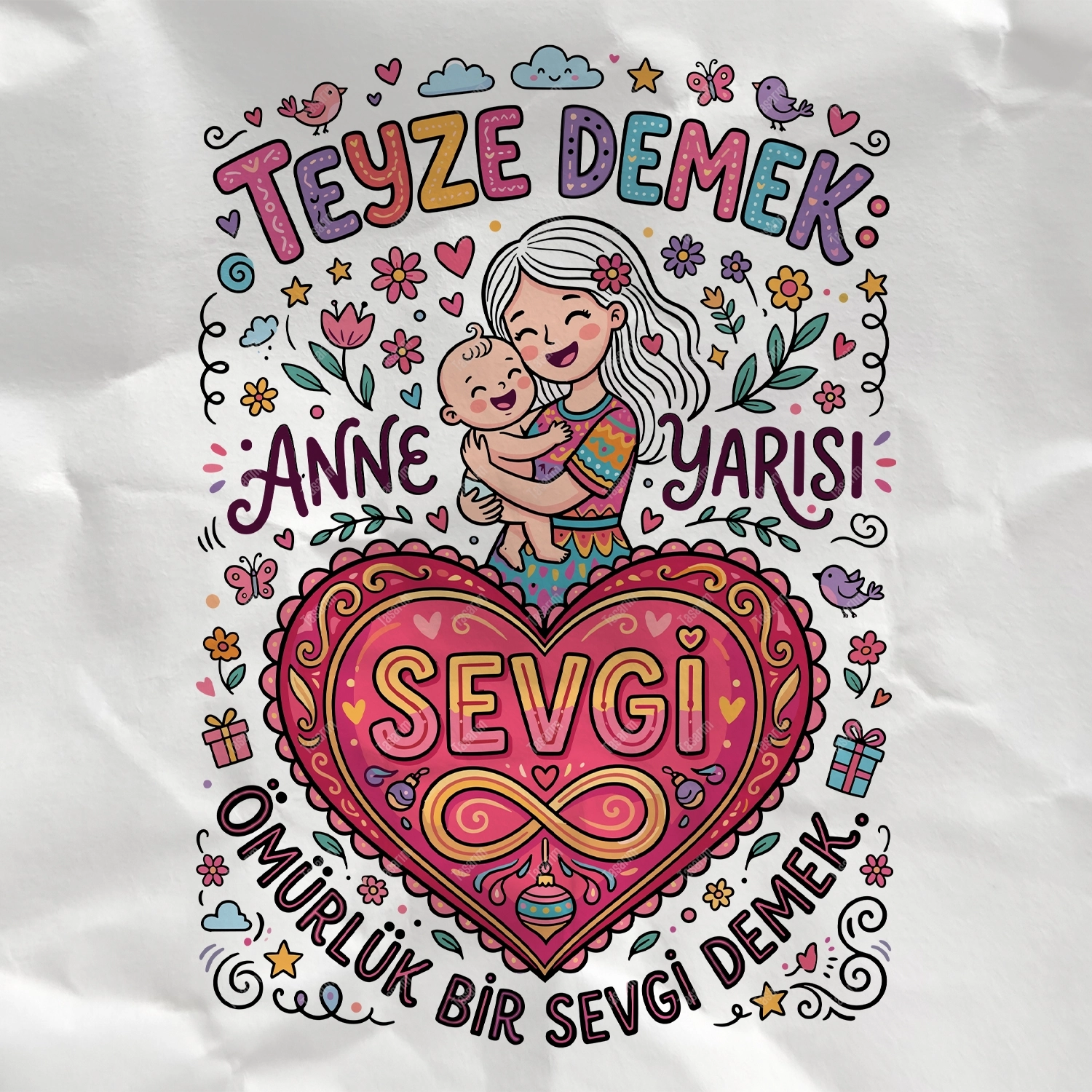 Teyze Demek Anne Yarısı Ömürlük Bir Sevgi Demek - Bebek Body Zıbın