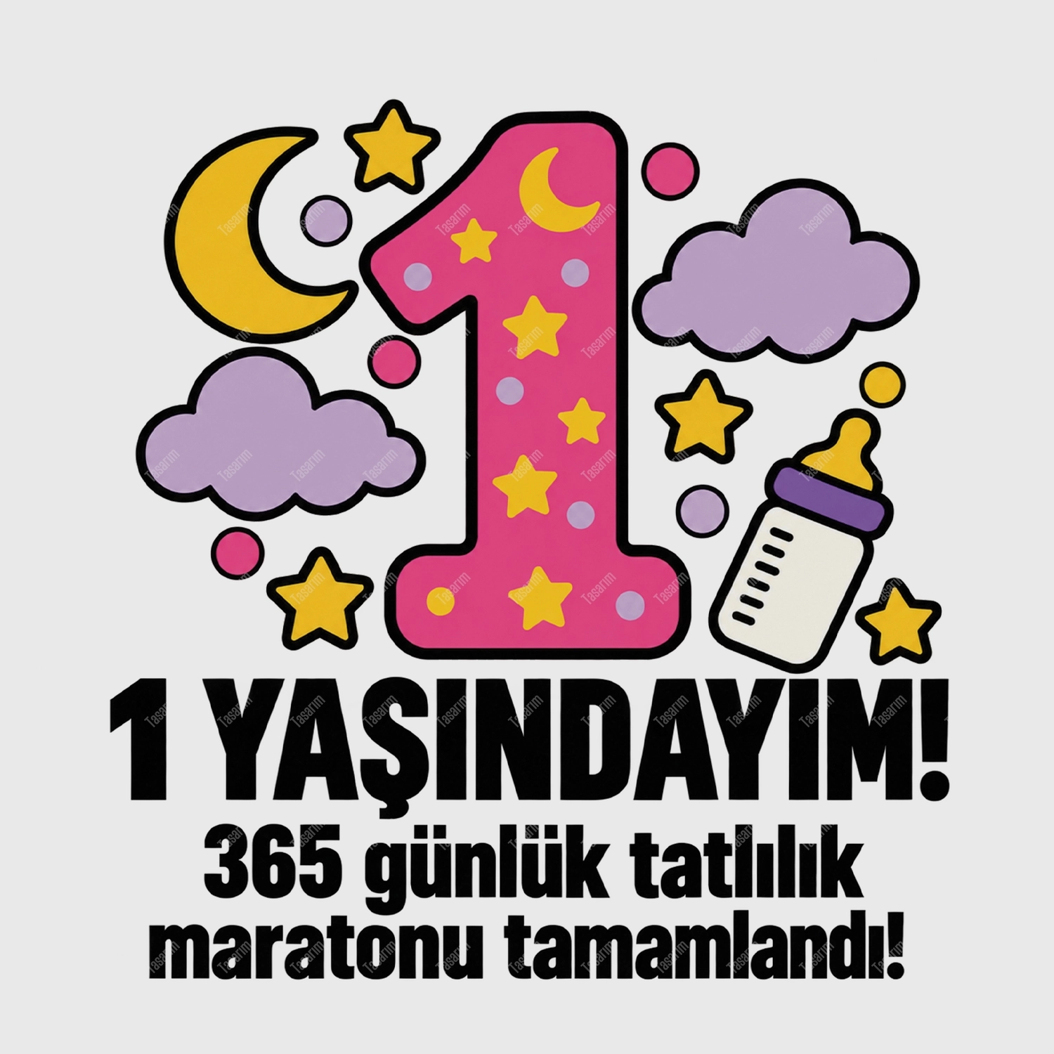 1 Yaşındayım - 365 Günlük Tatlılık Maratonu Tamamlandı - Bebek Body Zıbın