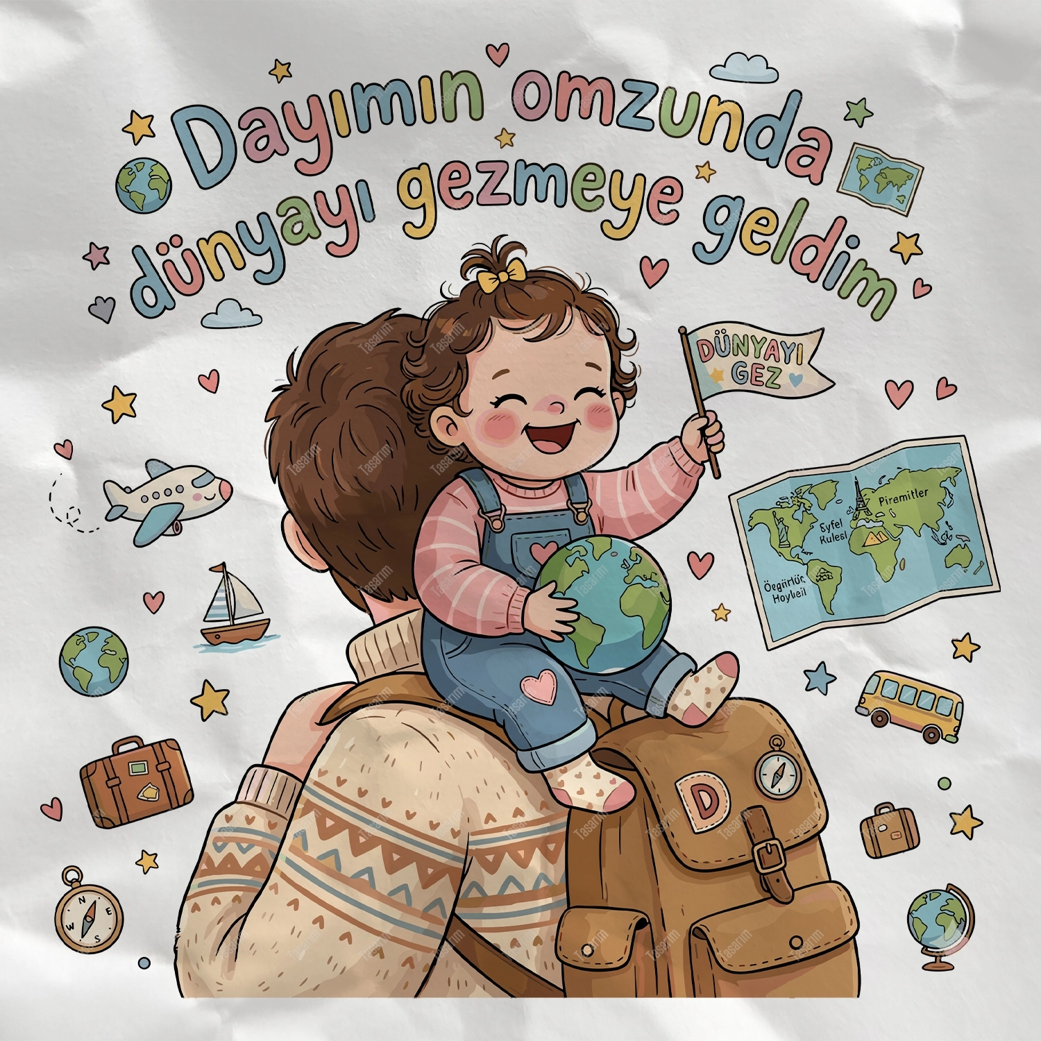 Dayımın Omzunda Dünyayı Gezmeye Geldim - Bebek Body Zıbın
