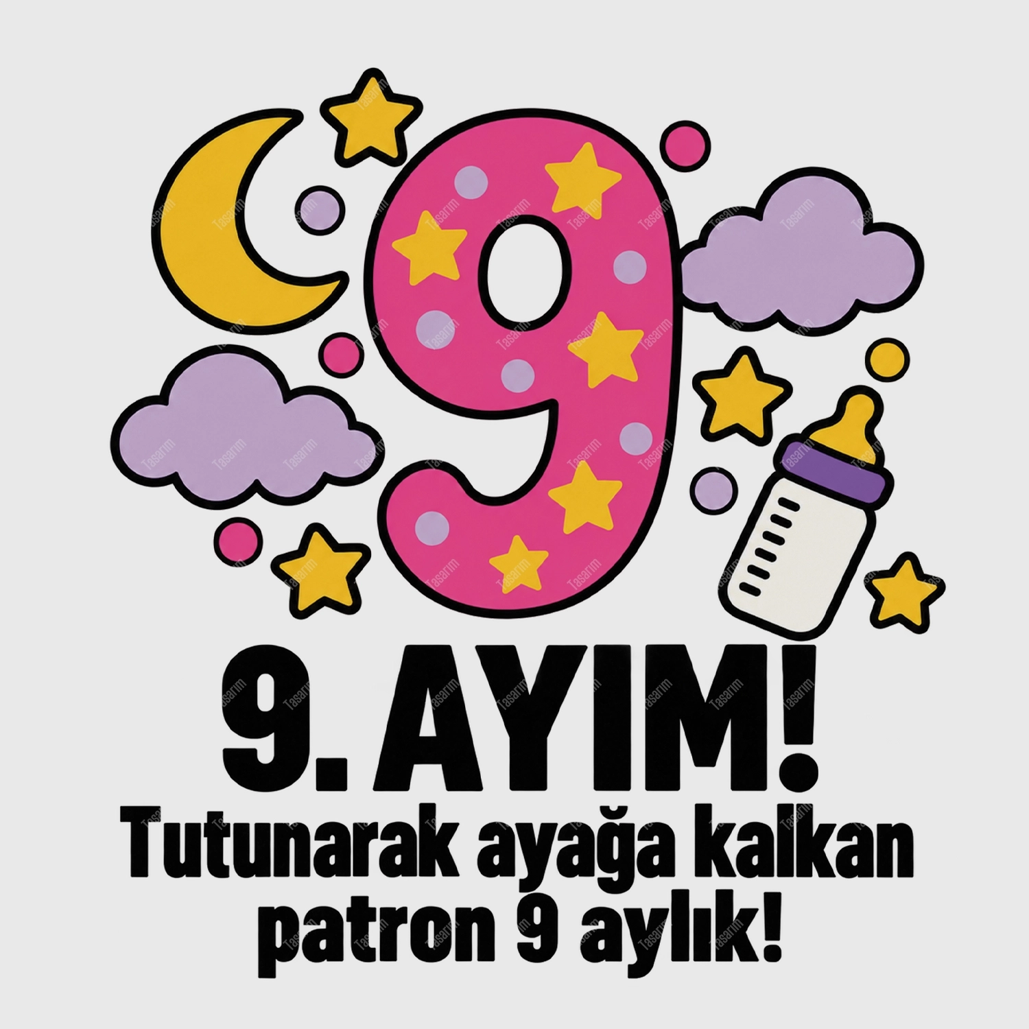 9. Aylık - Tutunarak Ayağa Kalkan Patron 9 Aylık - Bebek Body Zıbın