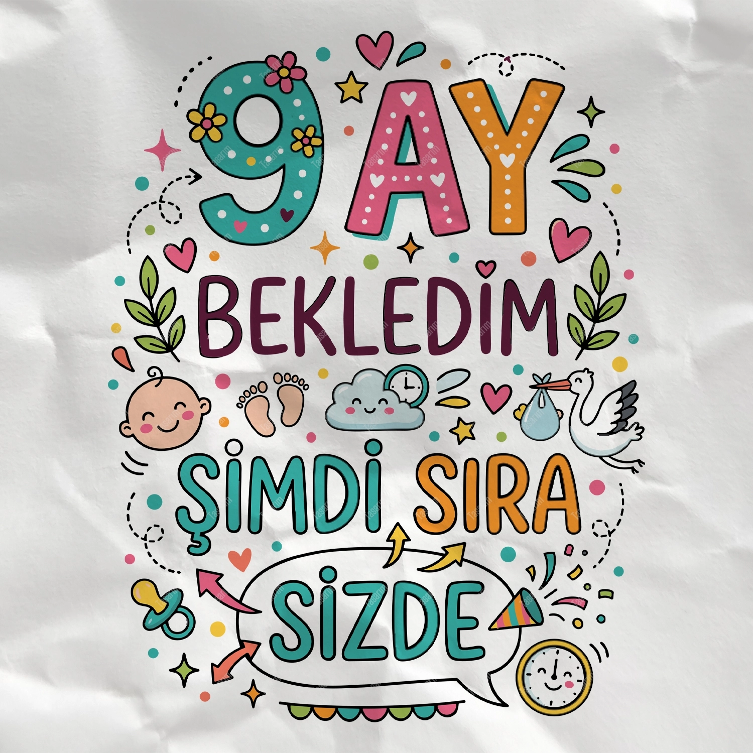 9 Ay Bekledim Şimdi Sıra Sizde - Bebek Body Zıbın