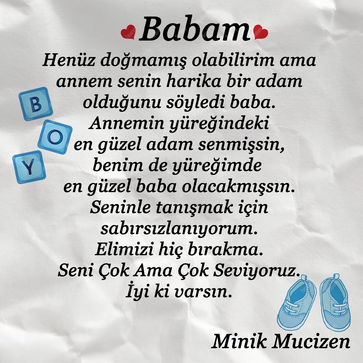 Babalar Günün Kutlu Olsun Minik Mucizen - Bebek Body Zıbın