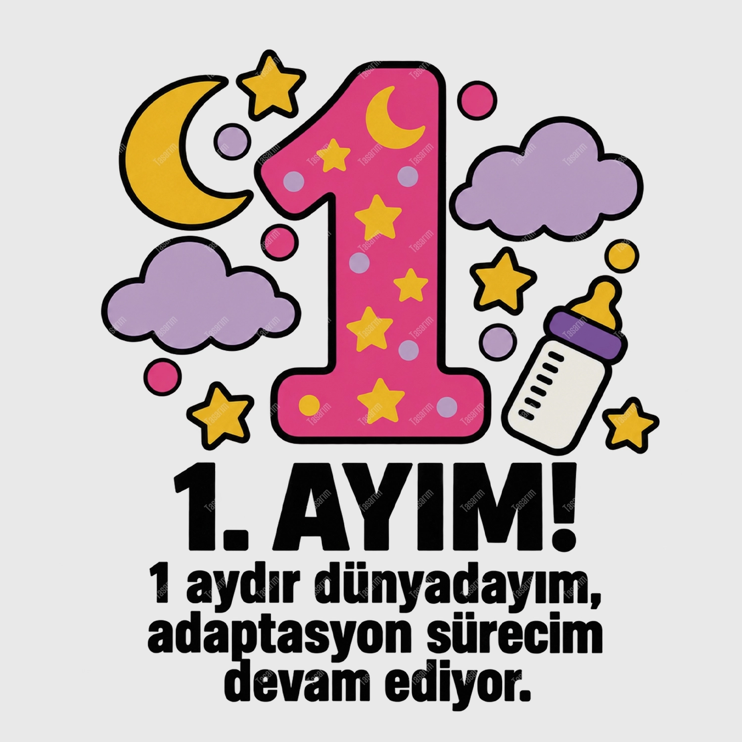 1. Aylık - 1 Aydır Dünyadayım, Adaptasyon Sürecim Devam Ediyor - Bebek Body Zıbın
