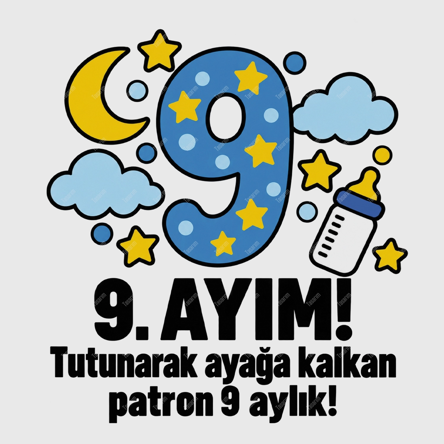 9. Aylık - Tutunarak Ayağa Kalkan Patron 9 Aylık - Bebek Body Zıbın