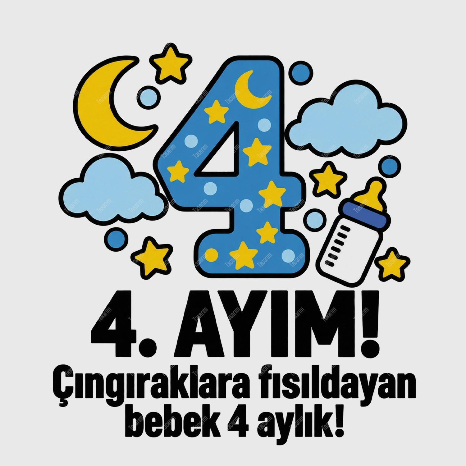 4. Aylık - Çıngıraklara Fısıldayan Bebek 4 Aylık - Bebek Body Zıbın
