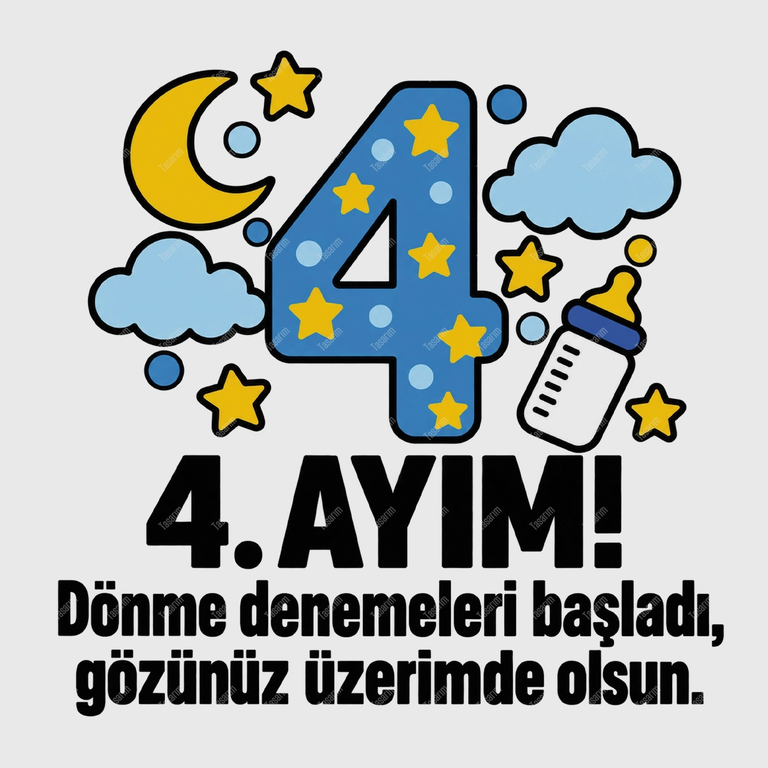 4. Aylık - Dönme Denemeleri Başladı Gözünüz Üzerimde Olsun - Bebek Body Zıbın