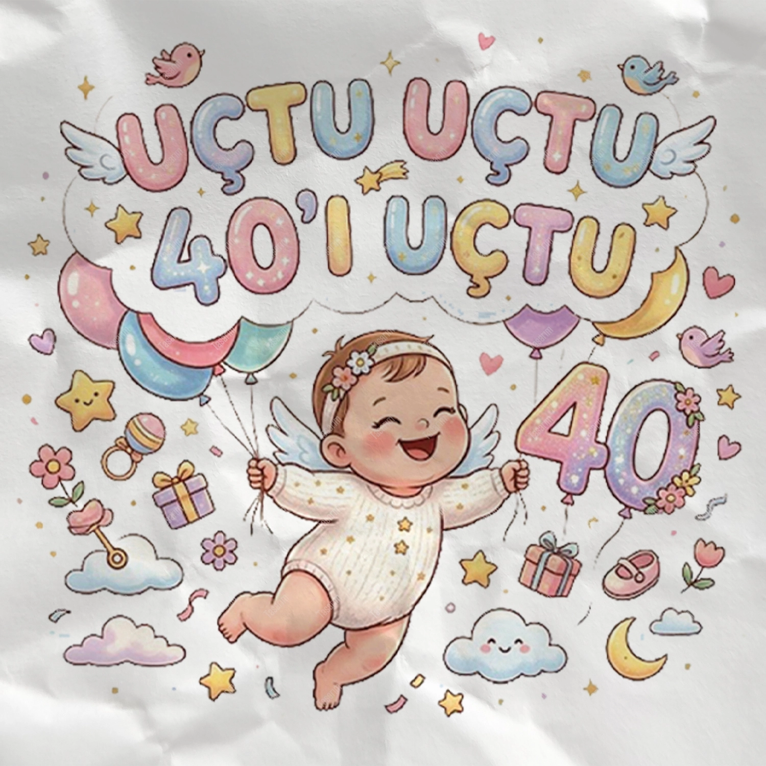 Uçtu Uçtu 40’ı Uçtu - Bebek Body Zıbın