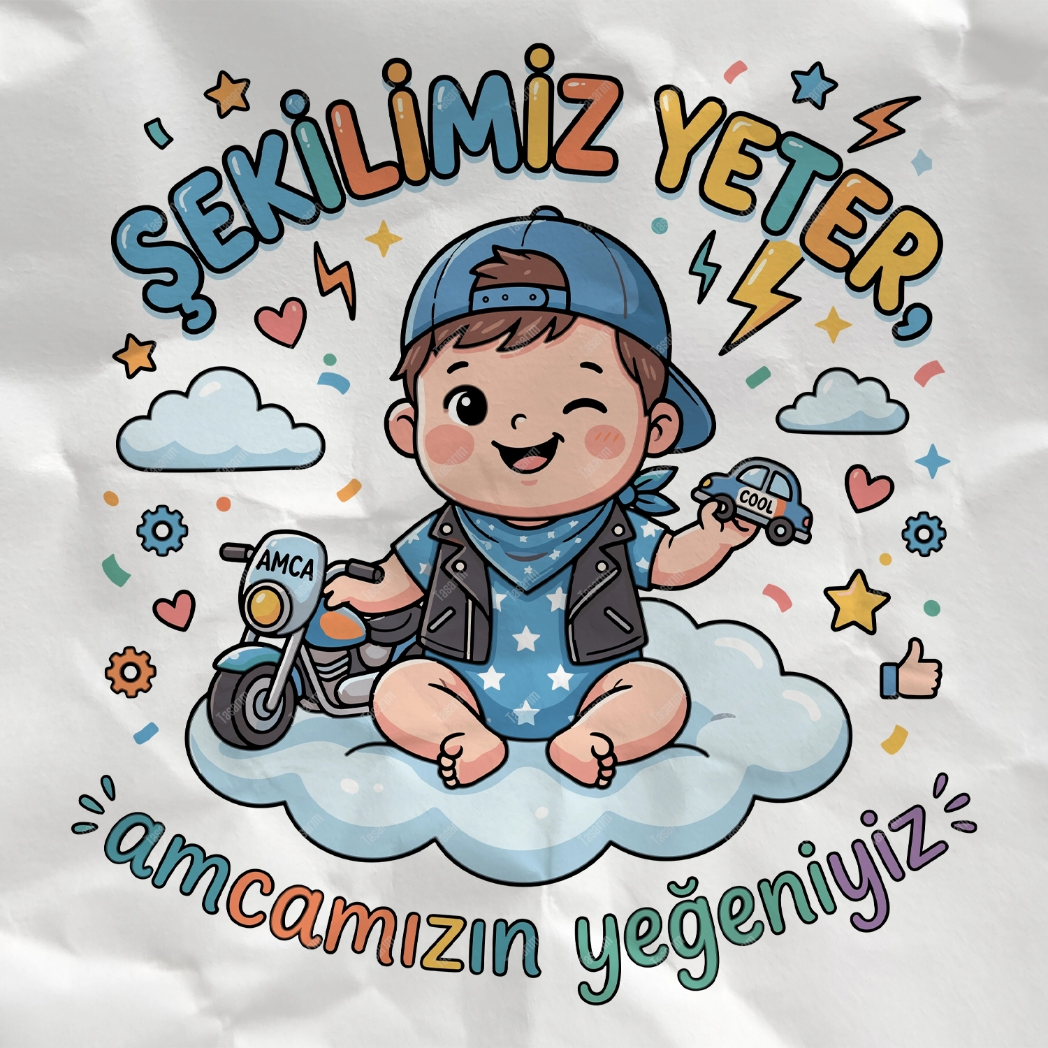 Şekilimiz Yeter Amcamızın Yeğeniyiz - Bebek Body Zıbın