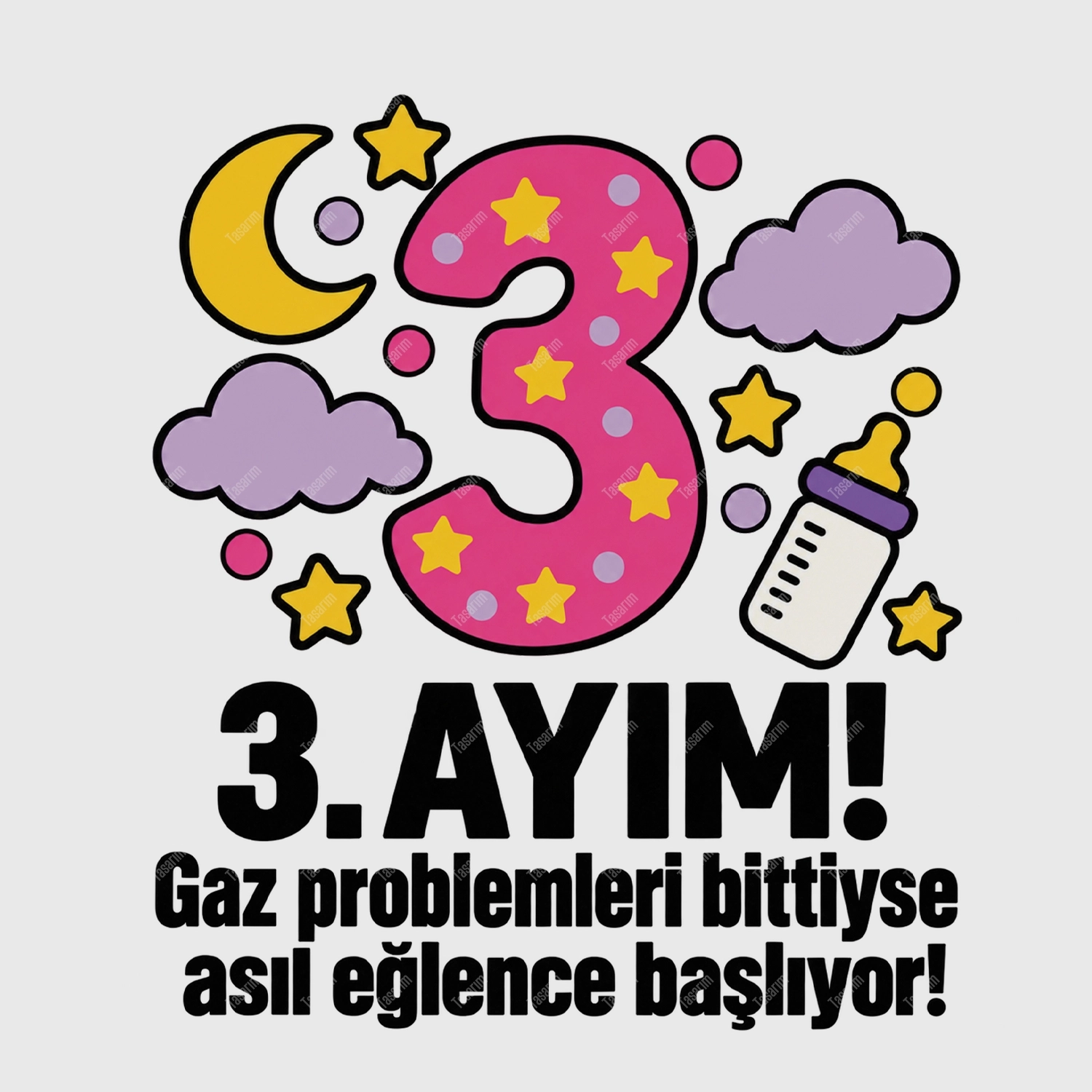 3. Aylık - Gaz Problemleri Bittiyse Asıl Eğlence Başlıyor - Bebek Body Zıbın