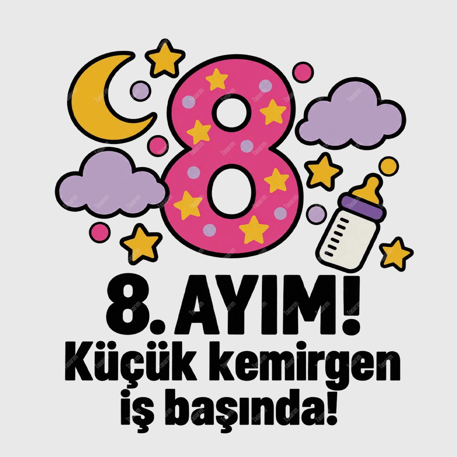 8. Aylık - Küçük Kemirgen İş Başında - Bebek Body Zıbın