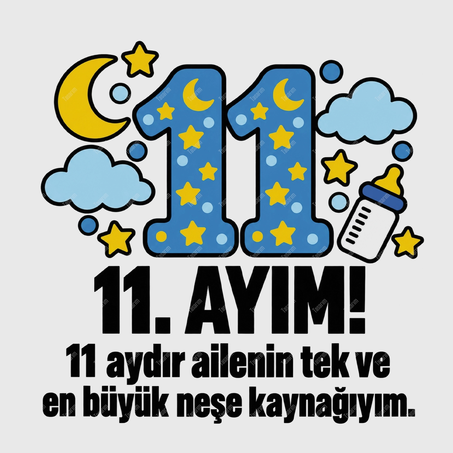 11. Aylık - 11 Aydır Ailenin Tek Ve En Büyük Neşe Kaynağıyım - Bebek Body Zıbın